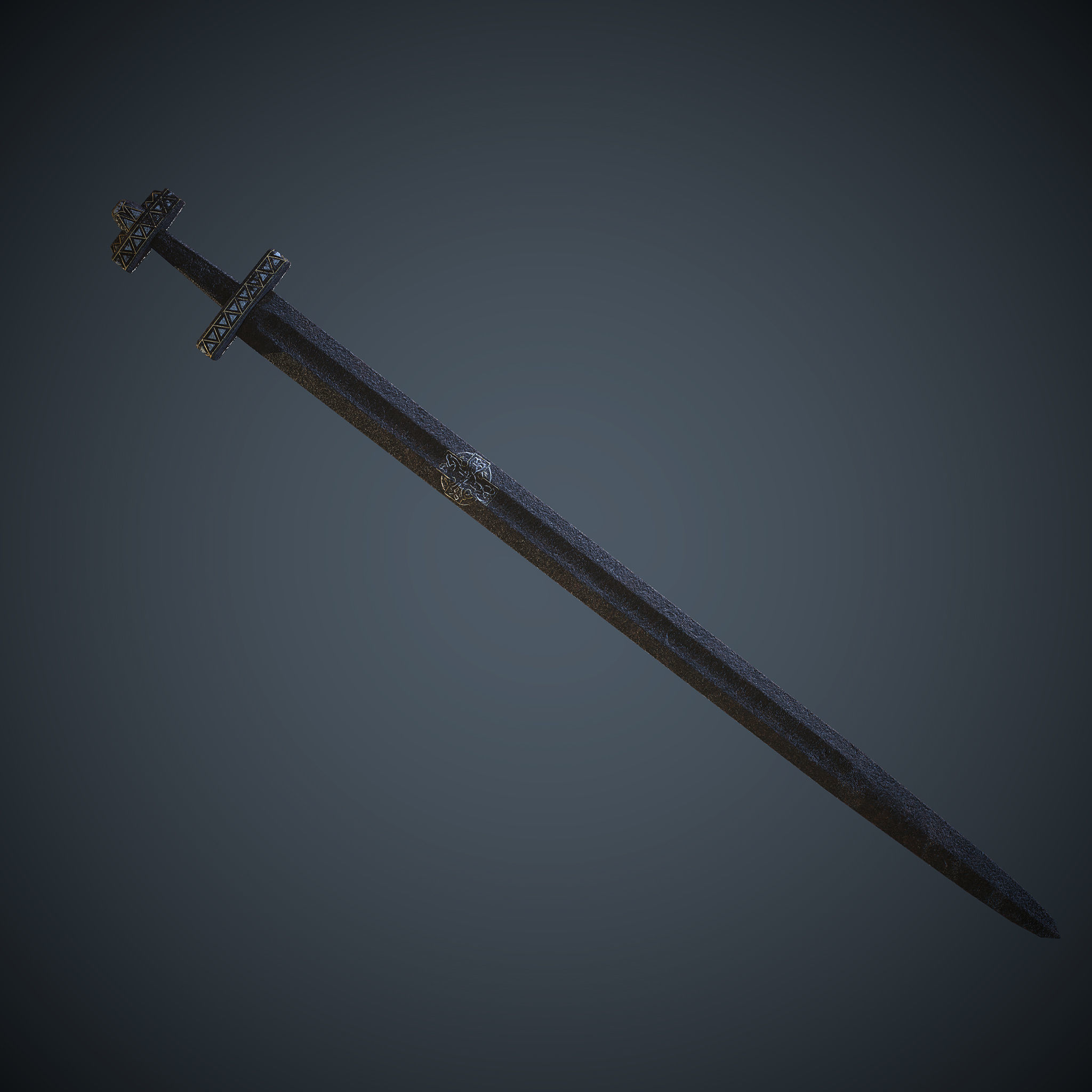 Viking Celtic Cross Sword Low-poly 3D model_24