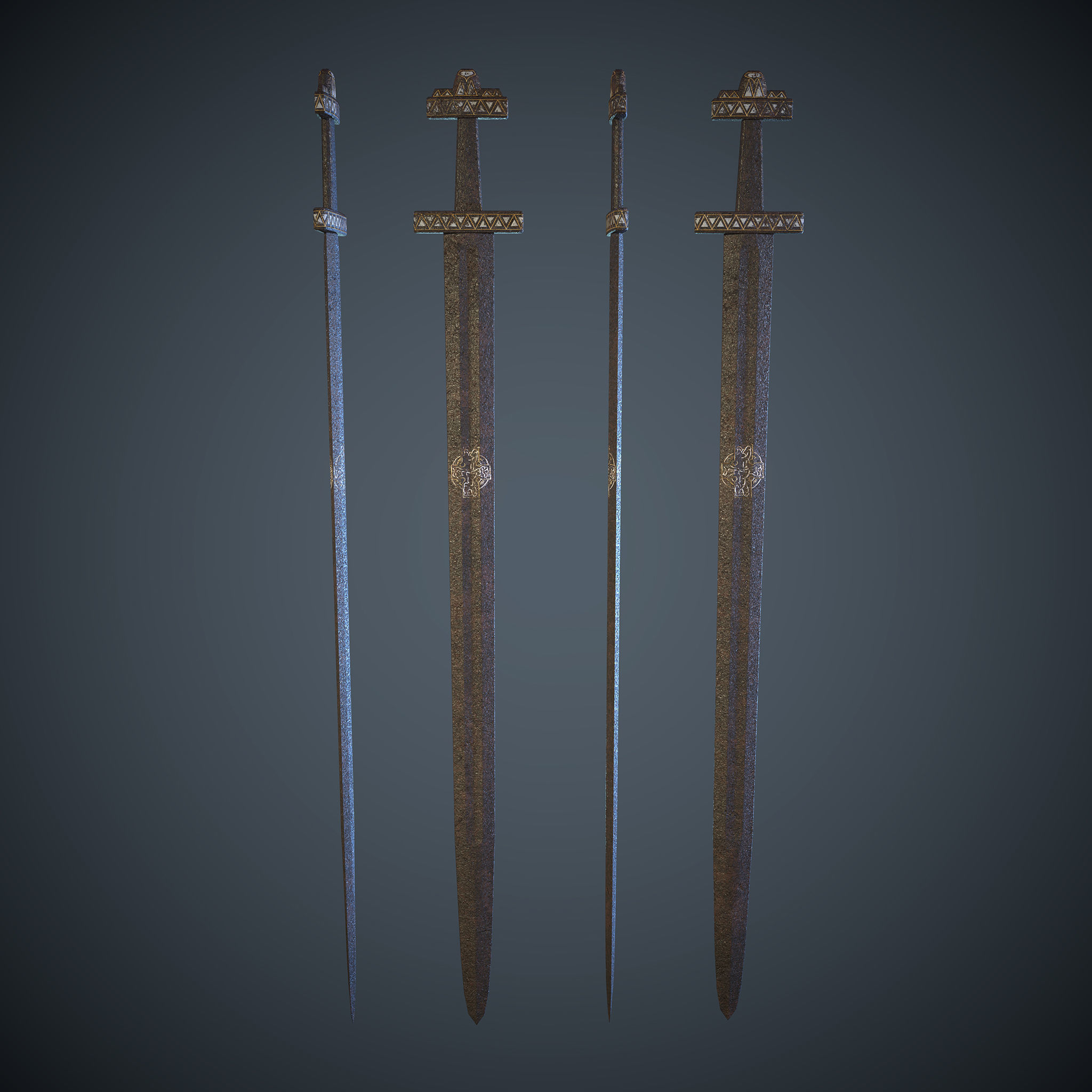 Viking Celtic Cross Sword Low-poly 3D model_6