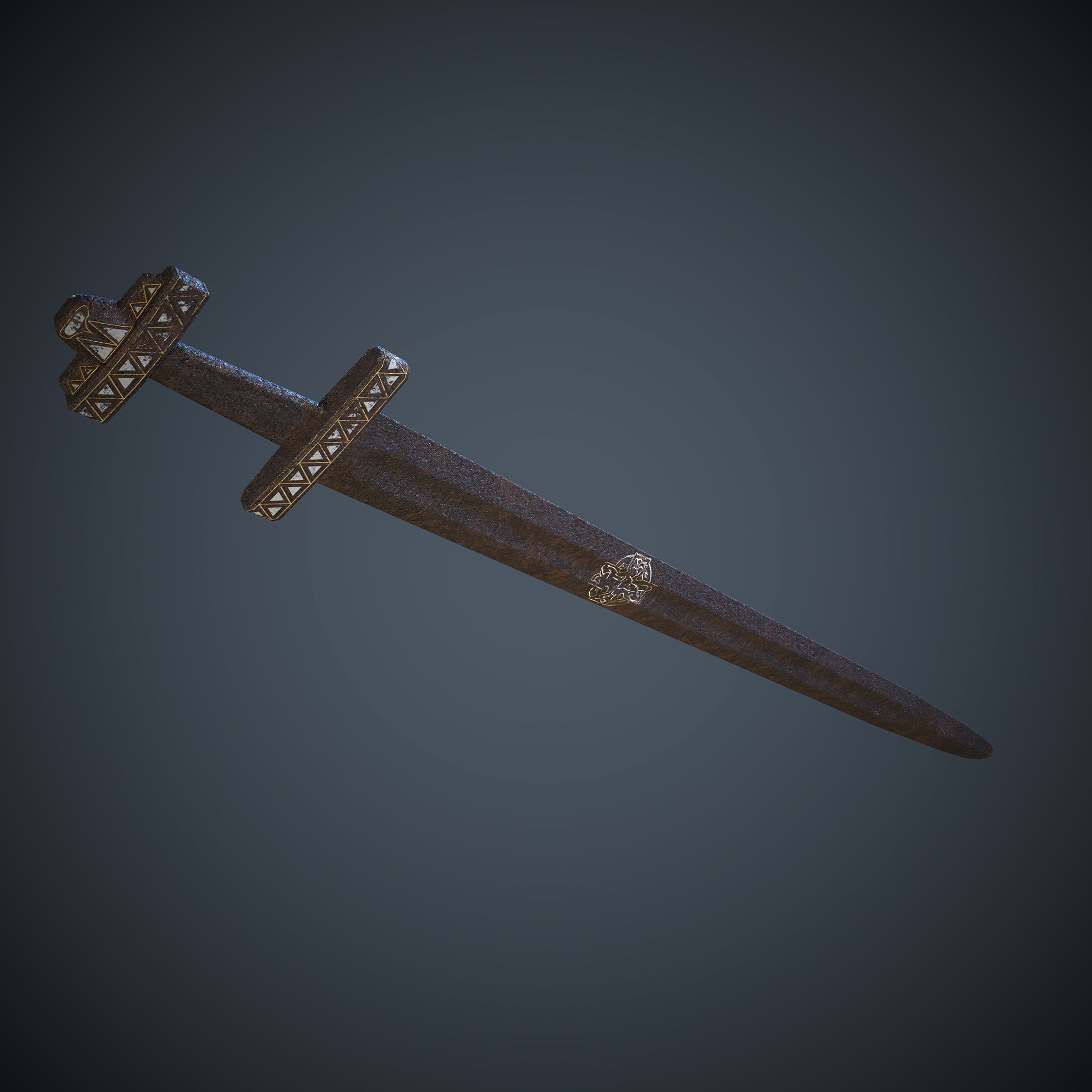 Viking Celtic Cross Sword Low-poly 3D model_18