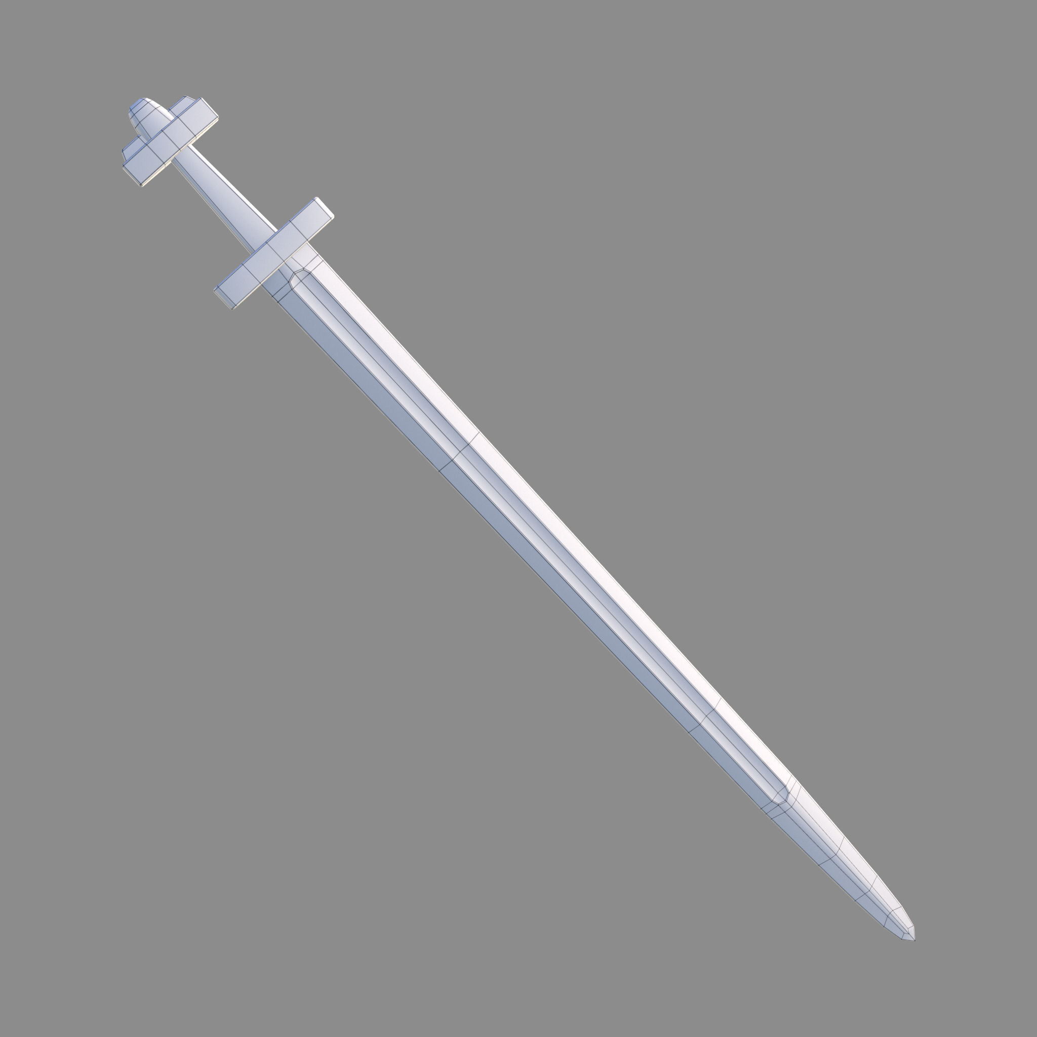 Viking Celtic Cross Sword Low-poly 3D model_34