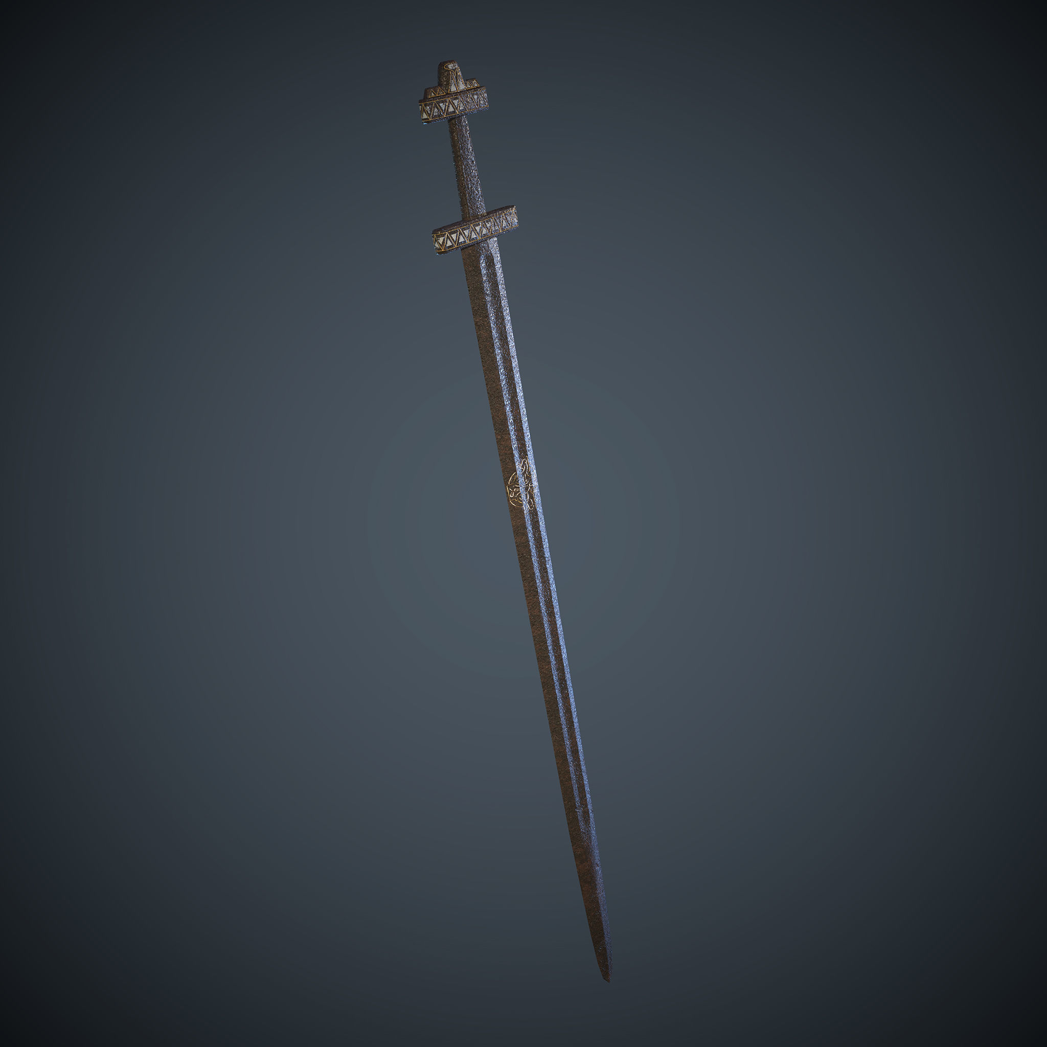 Viking Celtic Cross Sword Low-poly 3D model_14