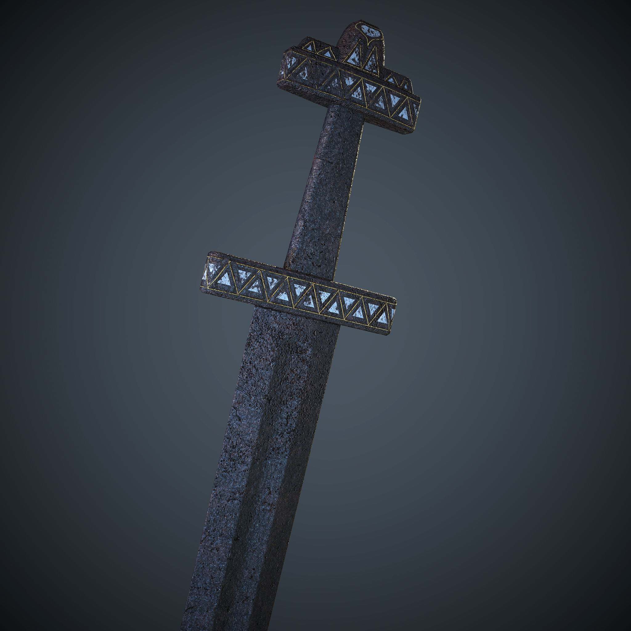 Viking Celtic Cross Sword Low-poly 3D model_10
