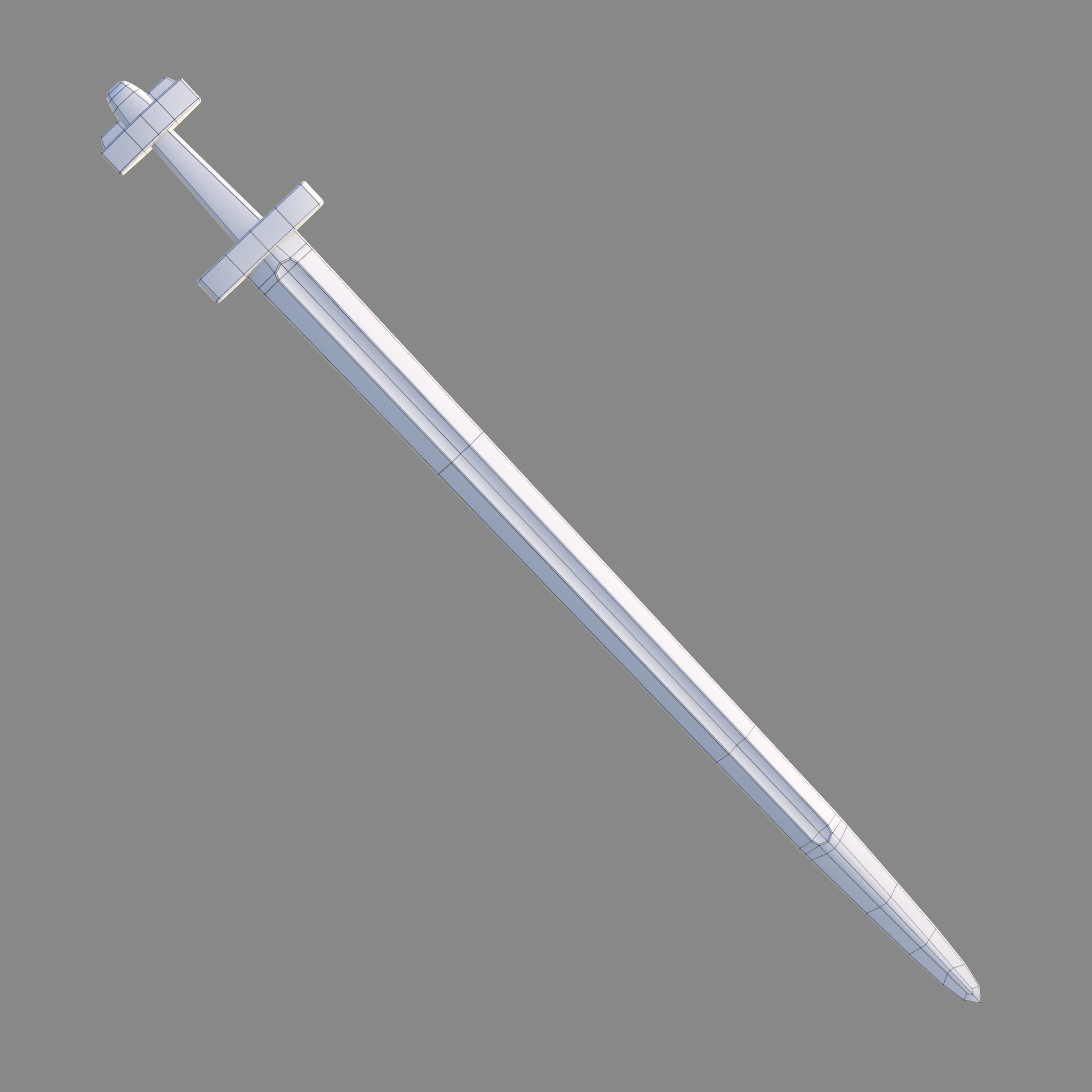 Viking Celtic Cross Sword Low-poly 3D model_27