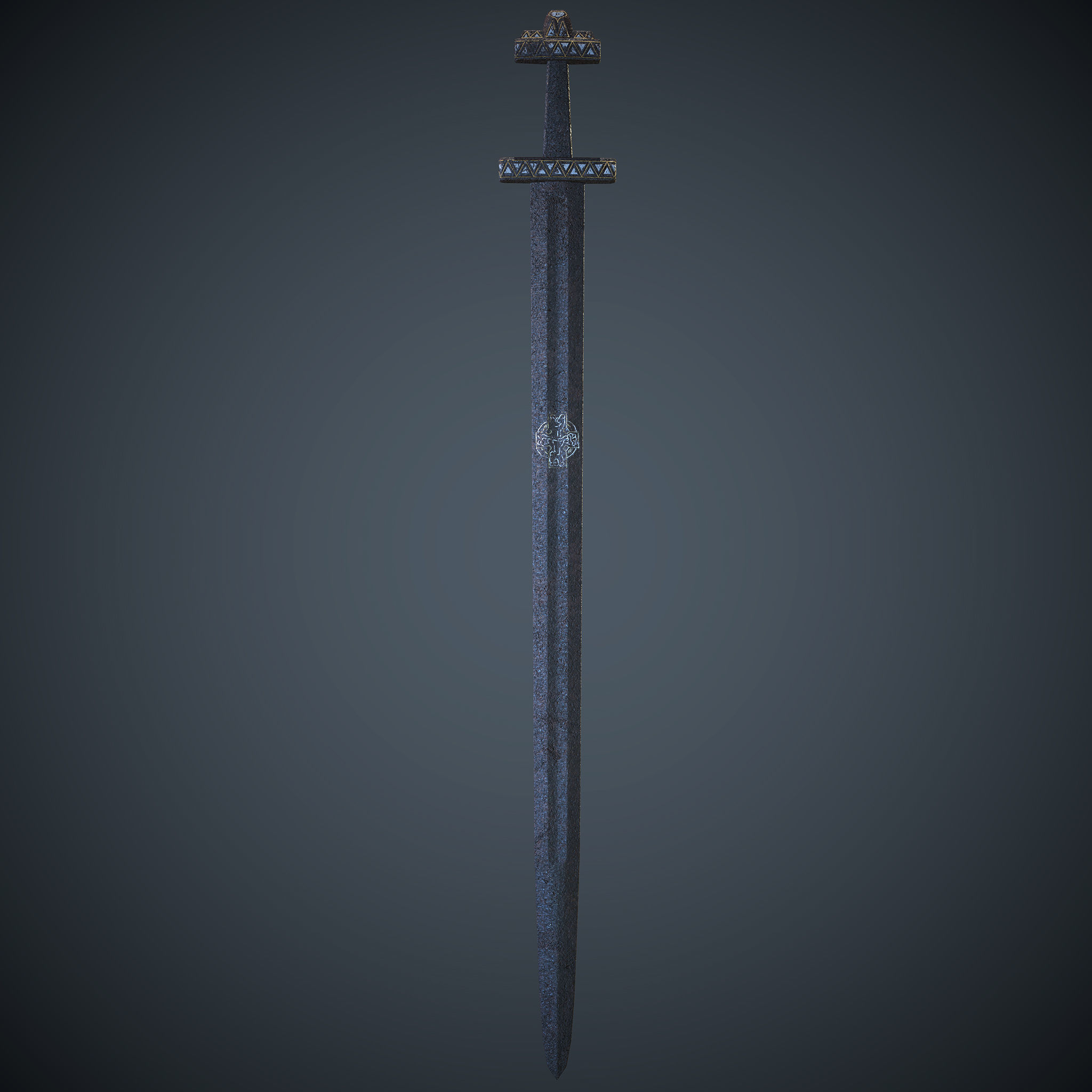 Viking Celtic Cross Sword Low-poly 3D model_3