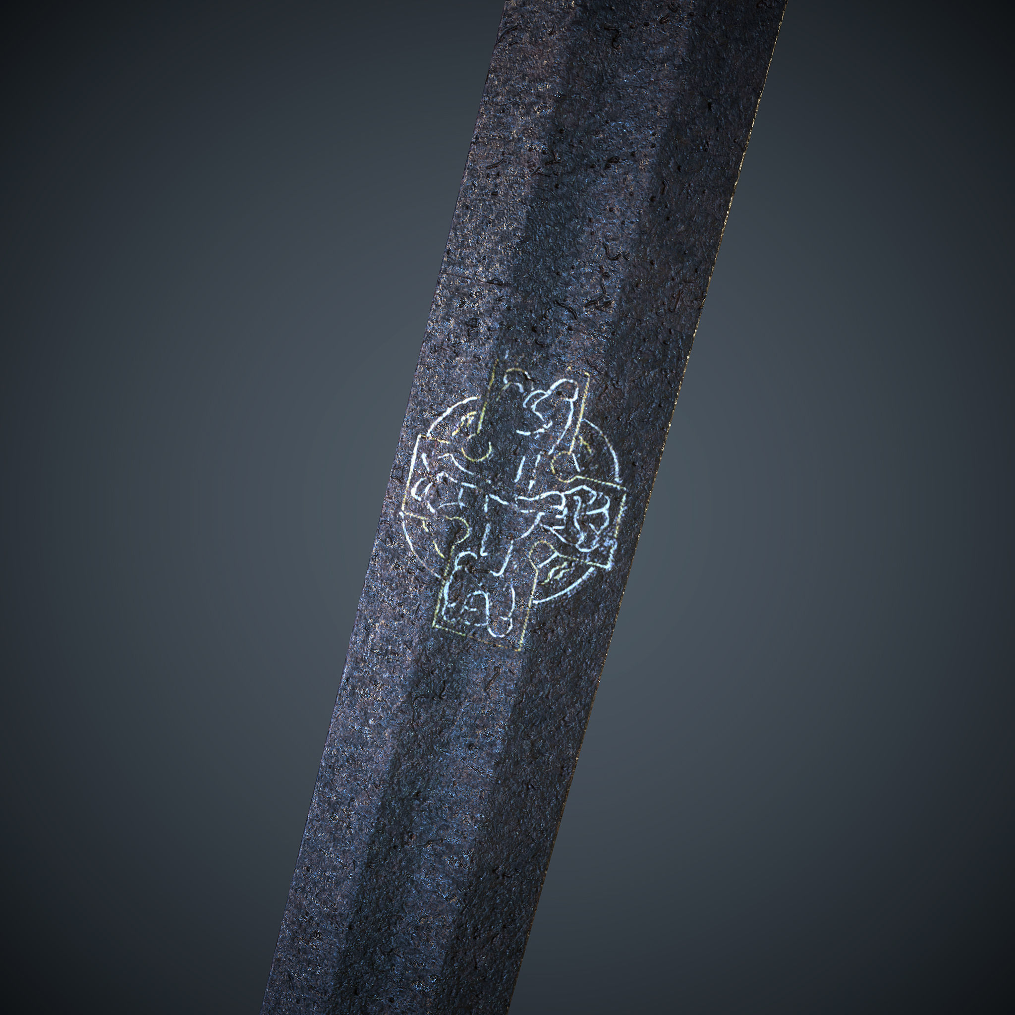 Viking Celtic Cross Sword Low-poly 3D model_2