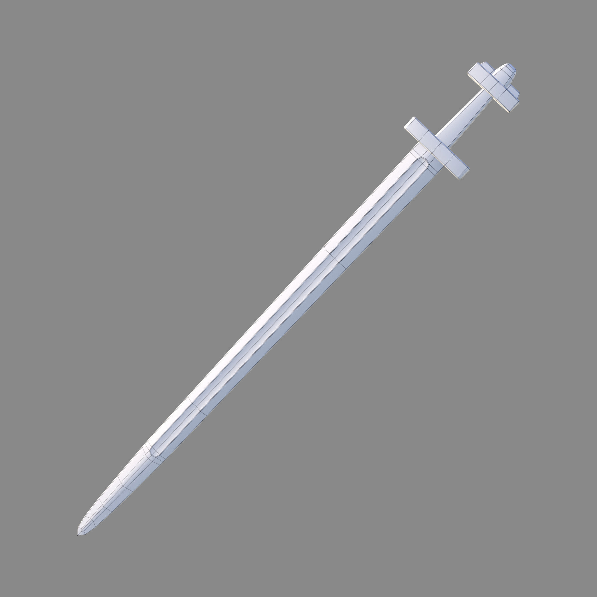 Viking Celtic Cross Sword Low-poly 3D model_29