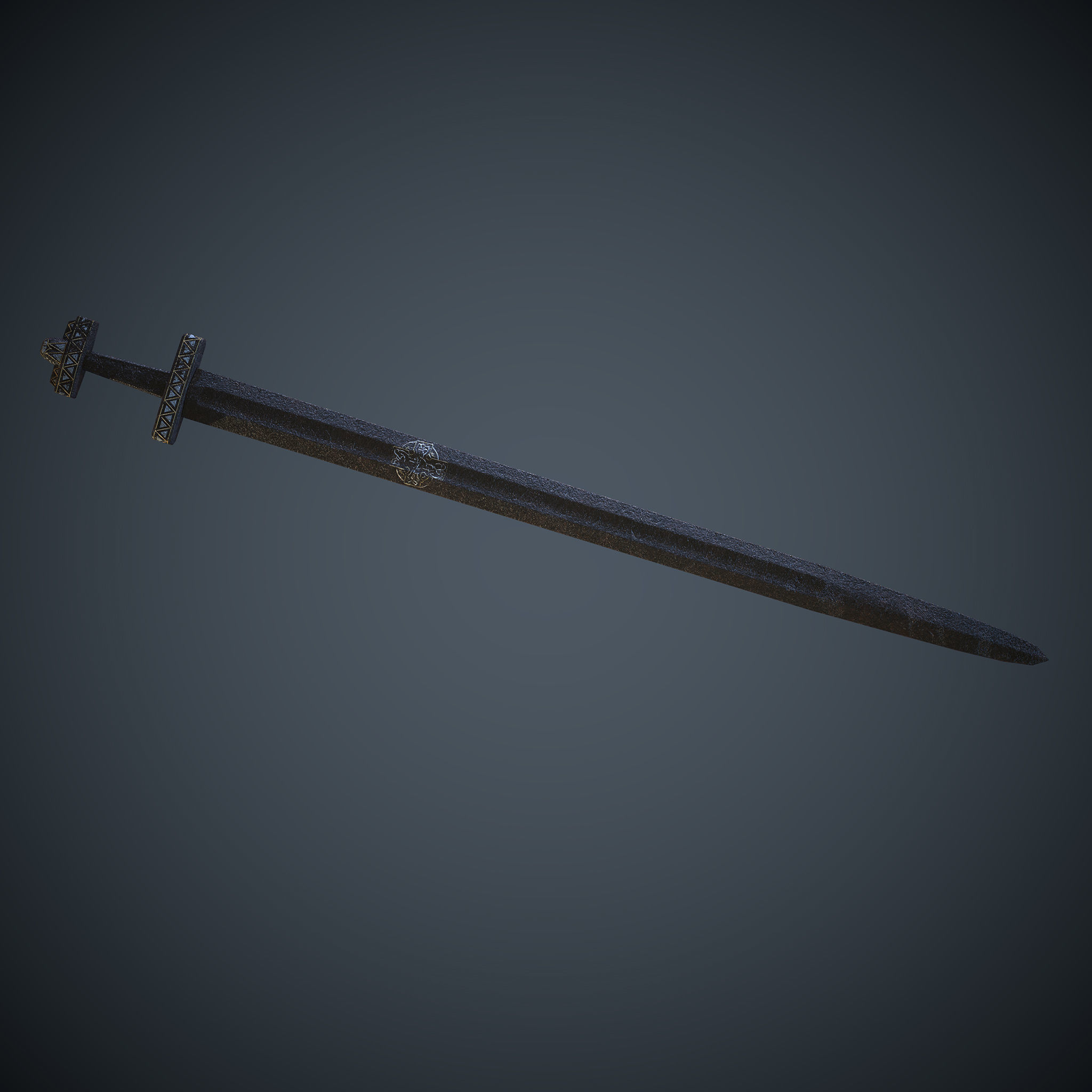 Viking Celtic Cross Sword Low-poly 3D model_22