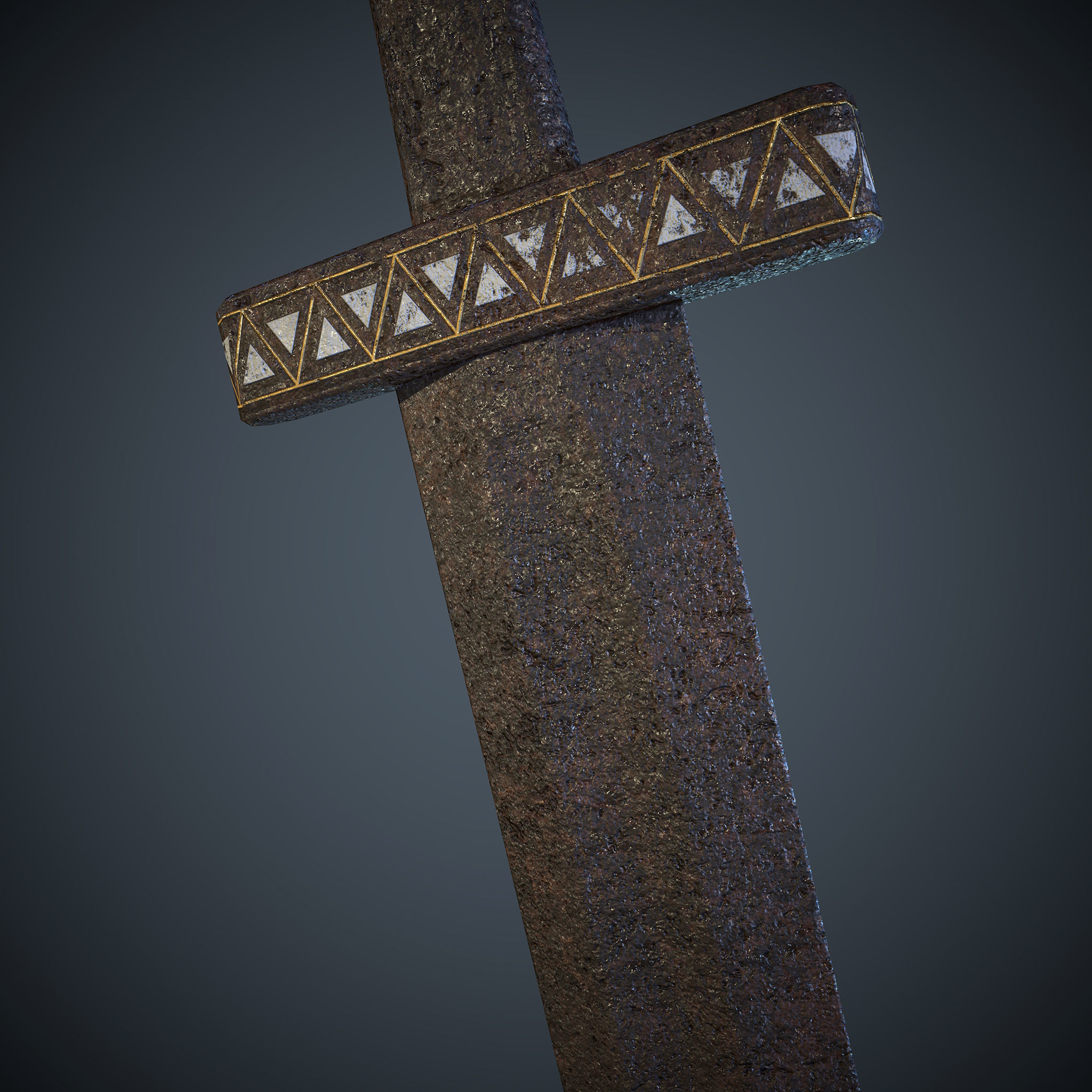 Viking Celtic Cross Sword Low-poly 3D model_25
