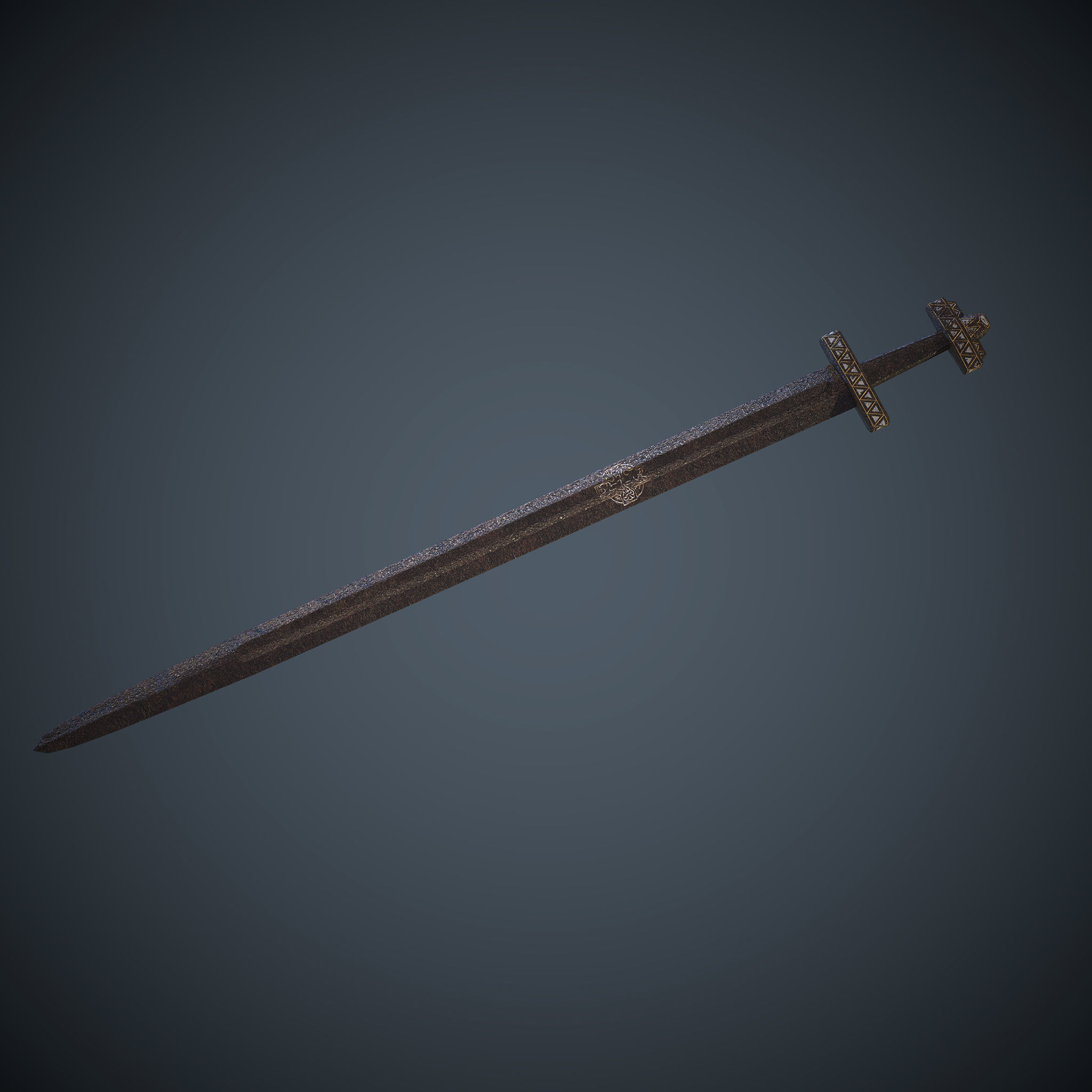 Viking Celtic Cross Sword Low-poly 3D model_23