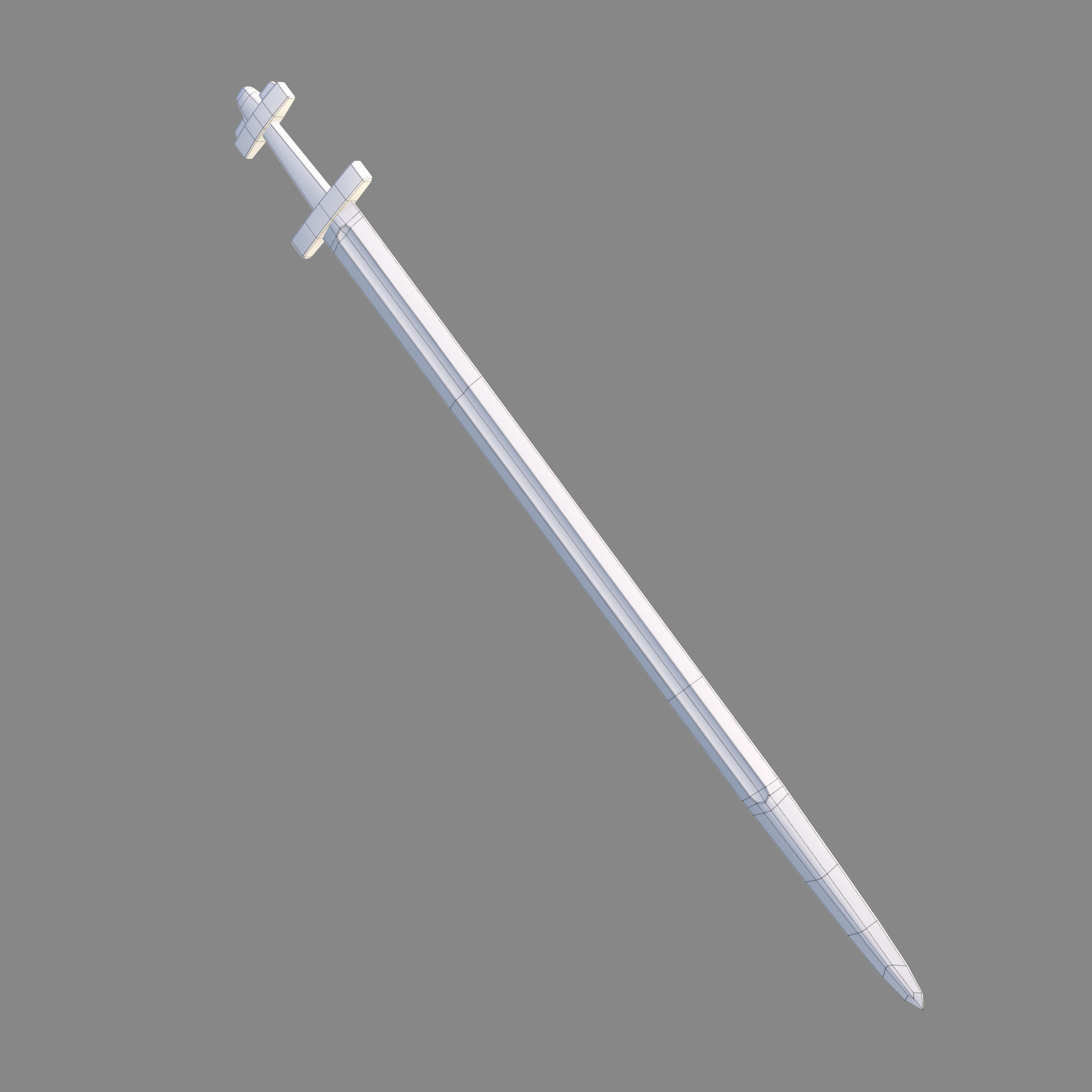 Viking Celtic Cross Sword Low-poly 3D model_48