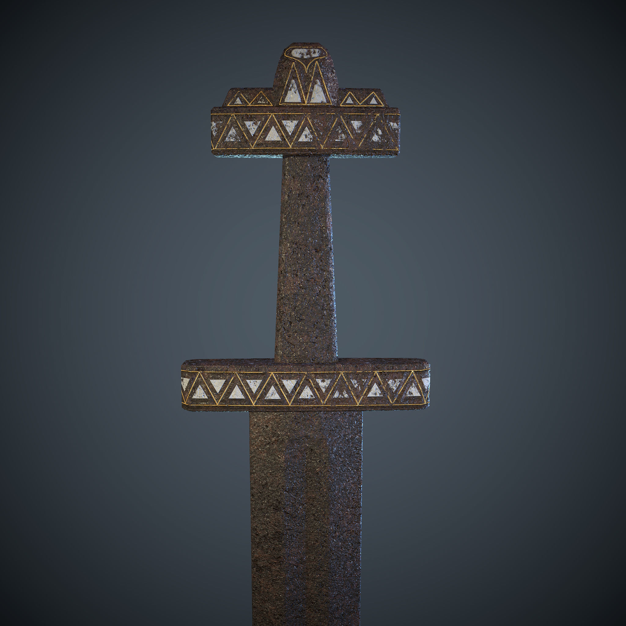 Viking Celtic Cross Sword Low-poly 3D model_21
