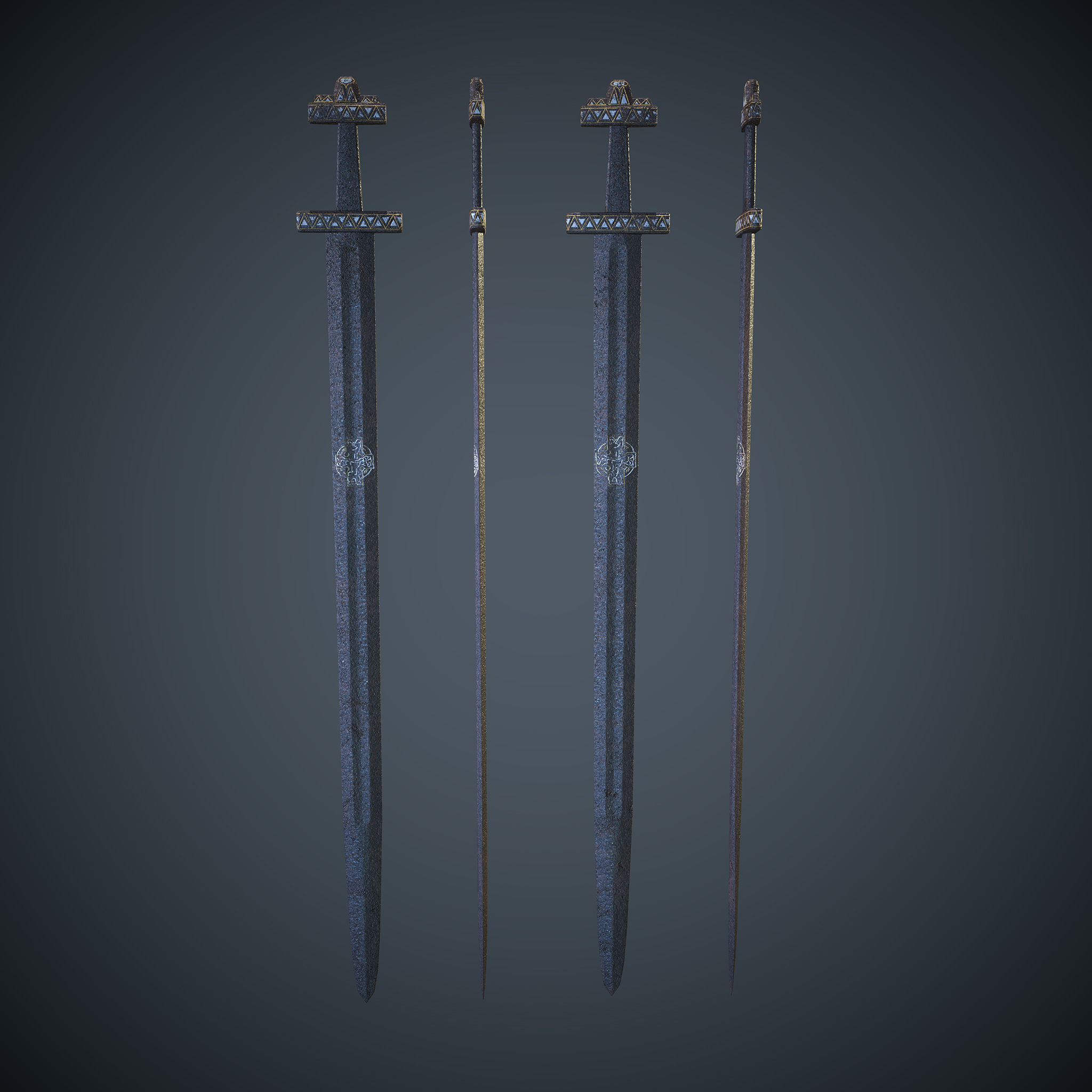 Viking Celtic Cross Sword Low-poly 3D model_5