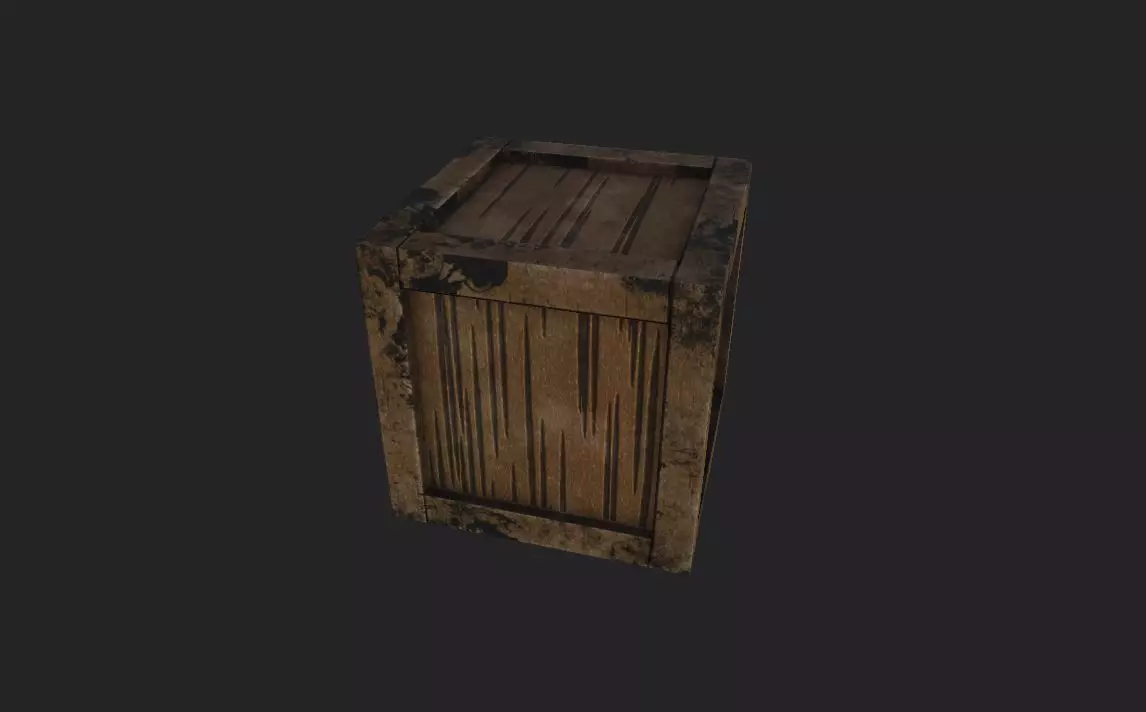wooden box Low-poly 3D model_0