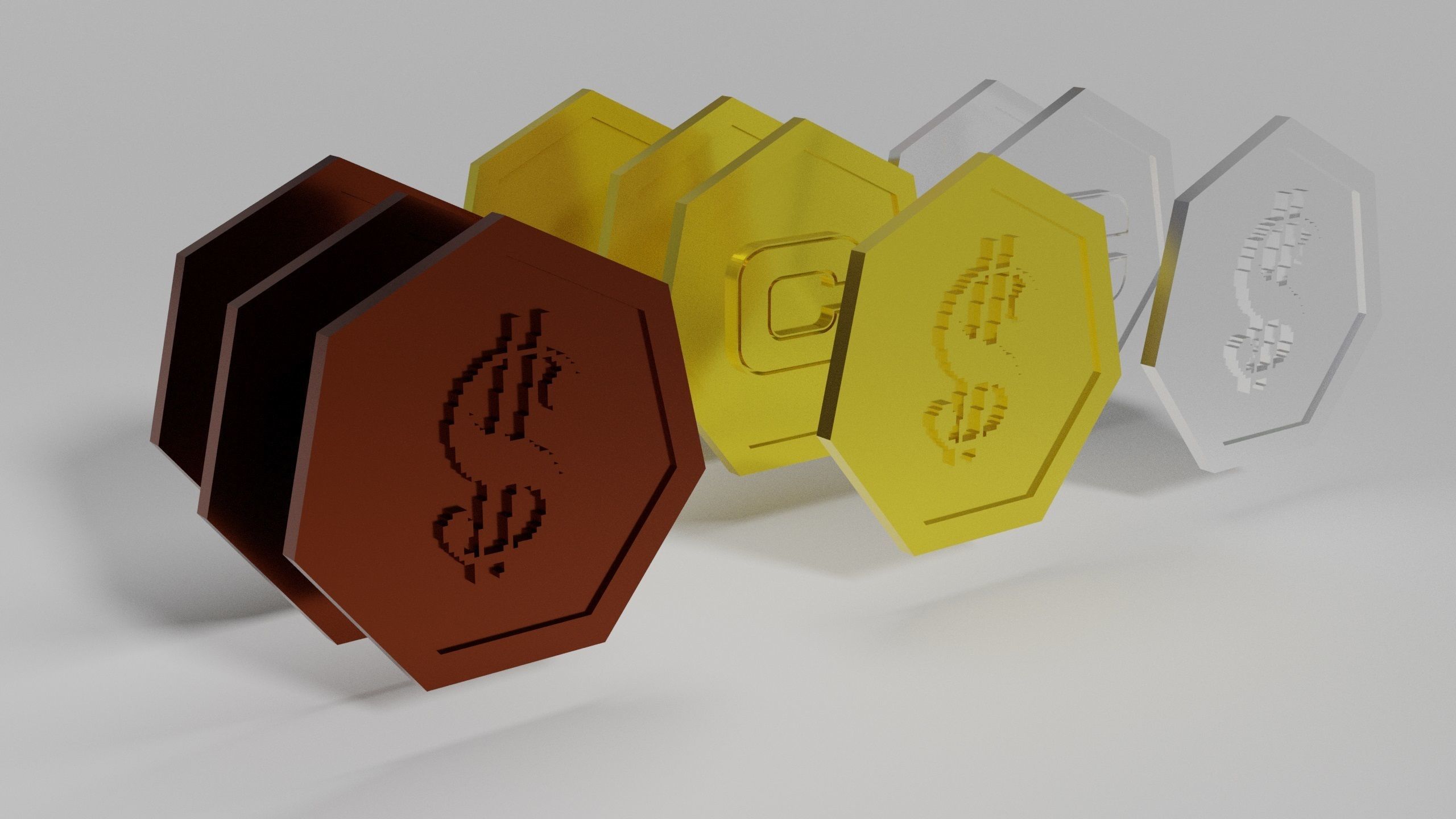 COINS gold dollar coin Low-poly 3D model_7