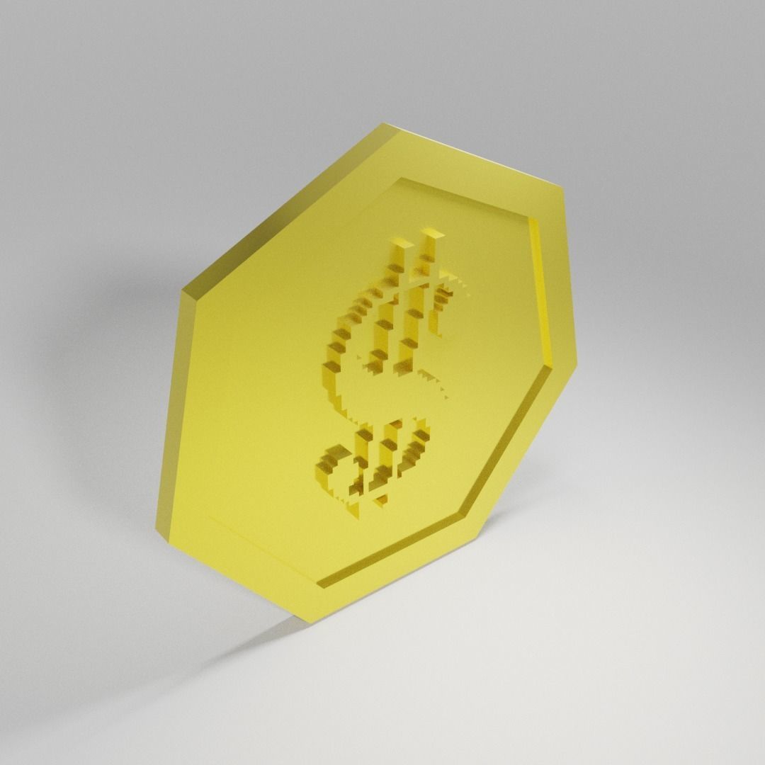 COINS gold dollar coin Low-poly 3D model_5