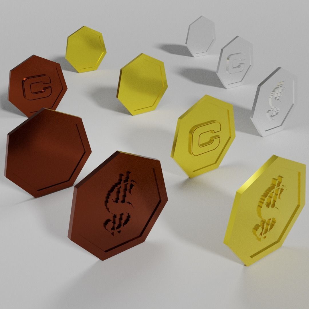 COINS gold dollar coin Low-poly 3D model_3