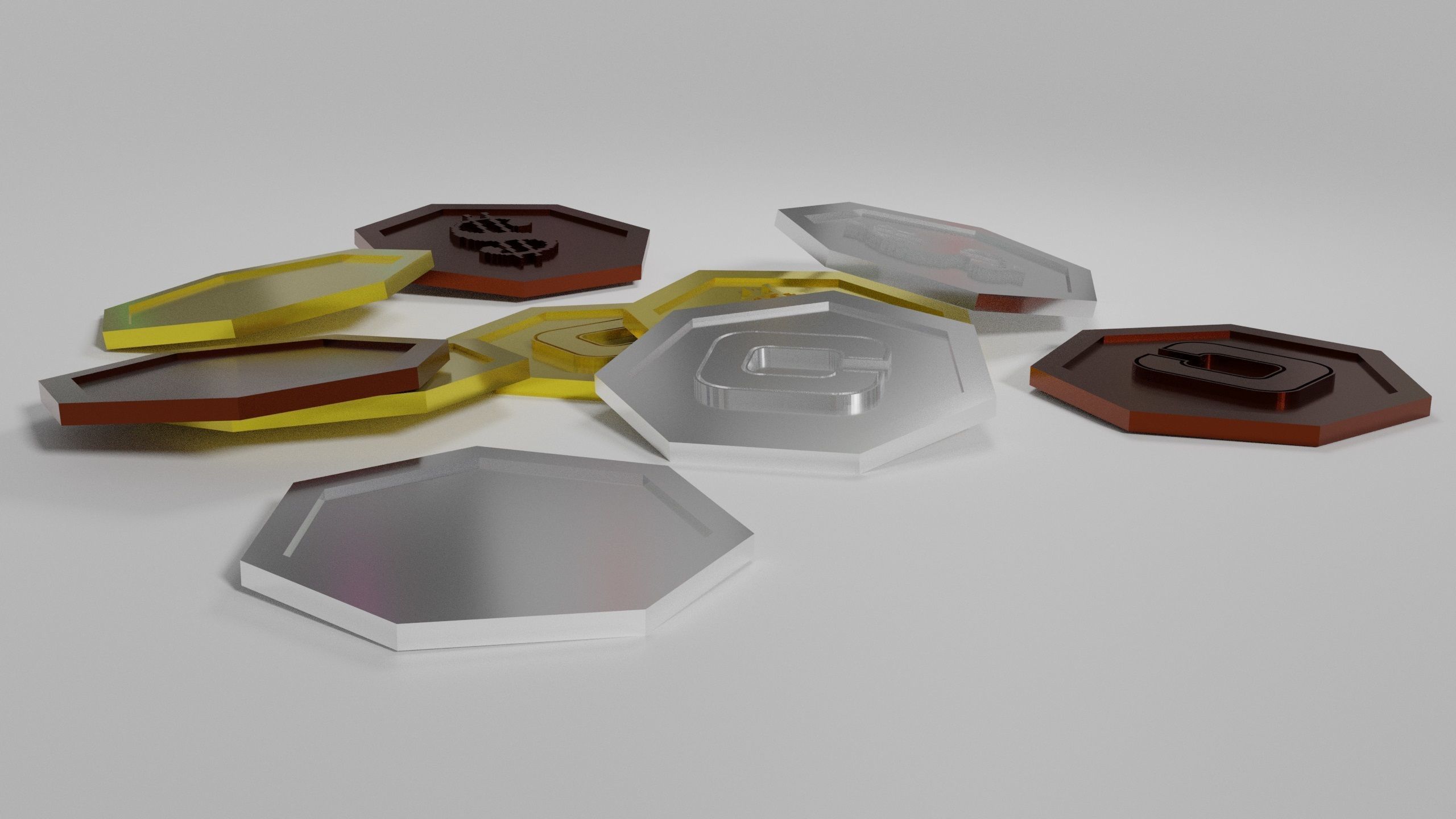 COINS gold dollar coin Low-poly 3D model_6