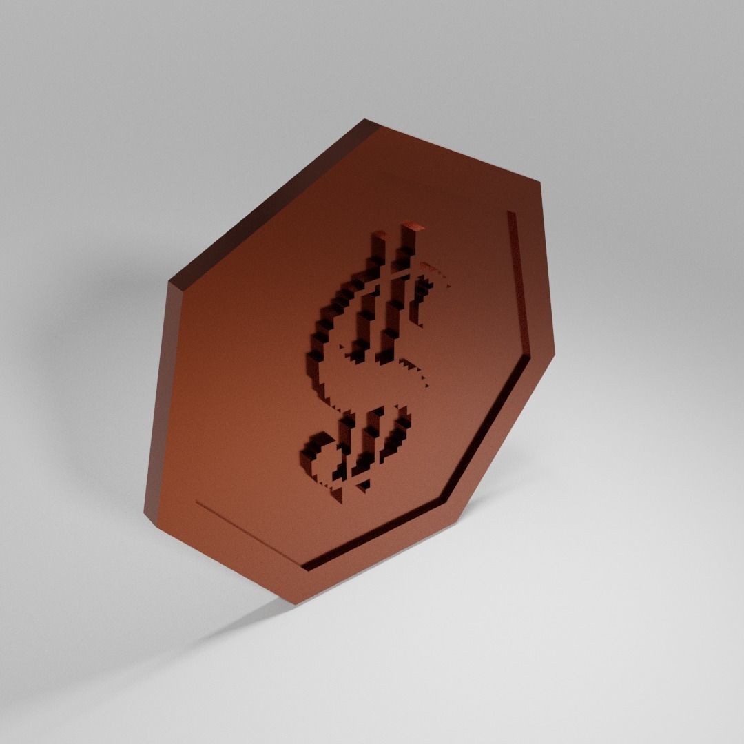 COINS gold dollar coin Low-poly 3D model_4