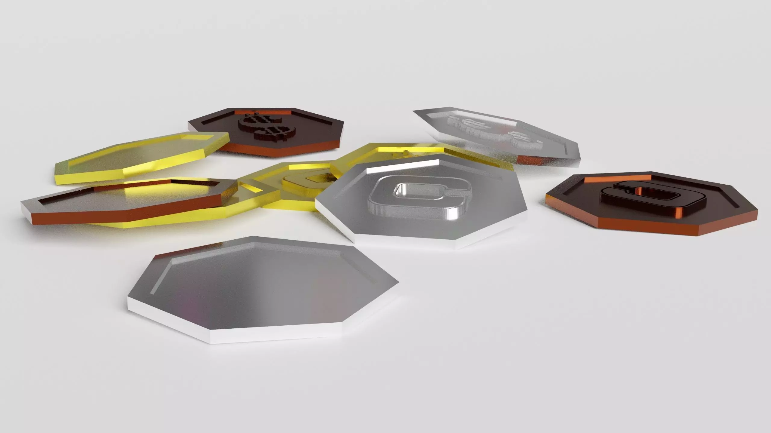 COINS gold dollar coin Low-poly 3D model_0