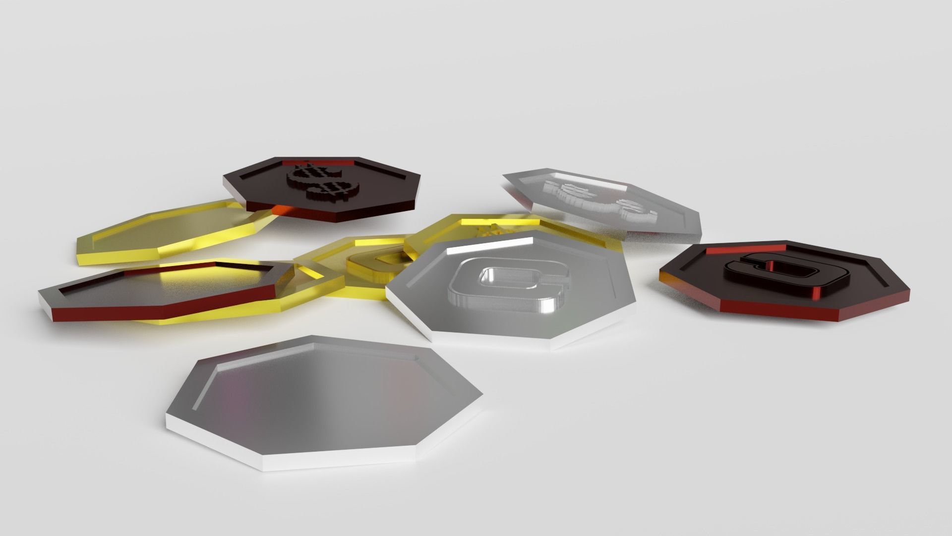 COINS gold dollar coin Low-poly 3D model_2