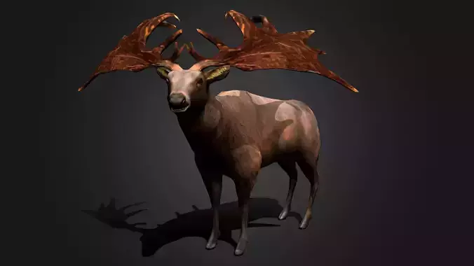 Megaloceros - Idle Animated Low-poly 3D model