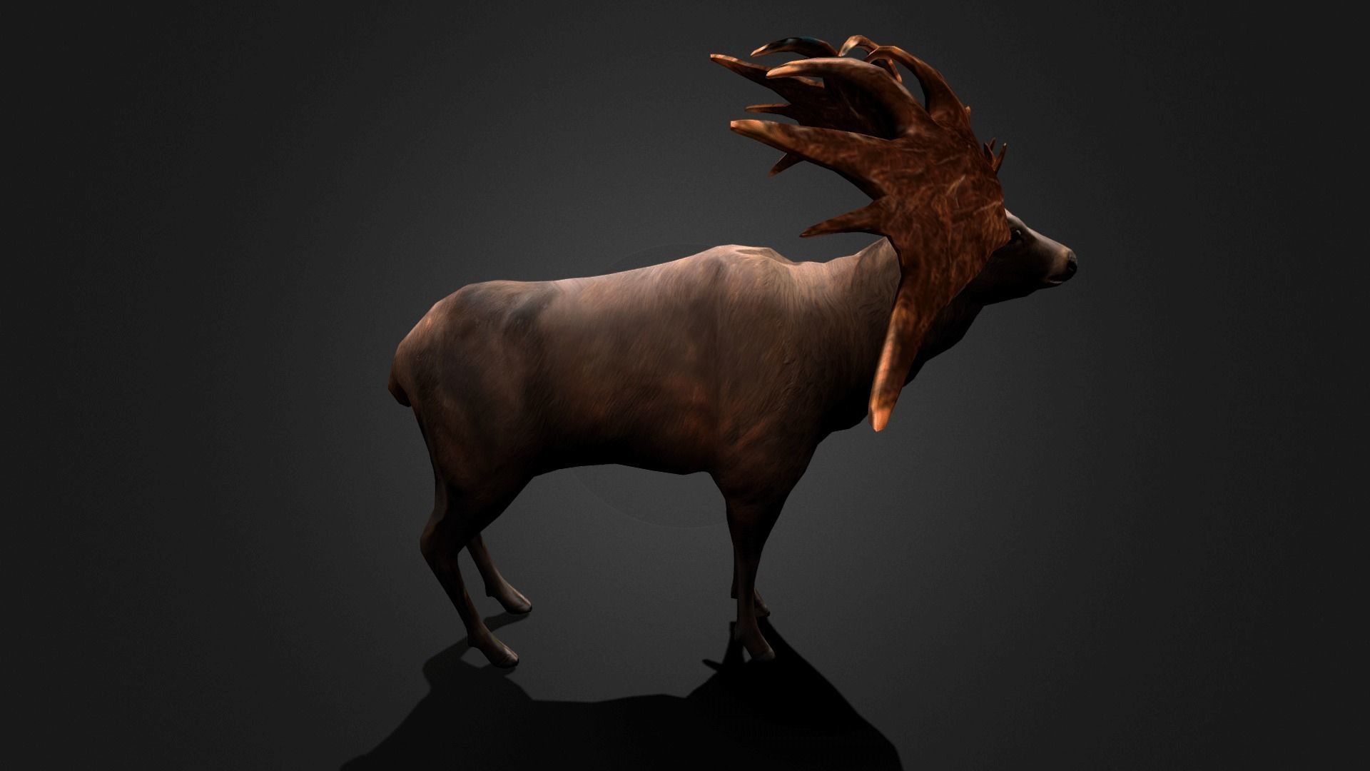 Megaloceros - Idle Animated Low-poly 3D model_12