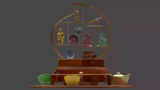 Chinese decorative shelf with yuanbao