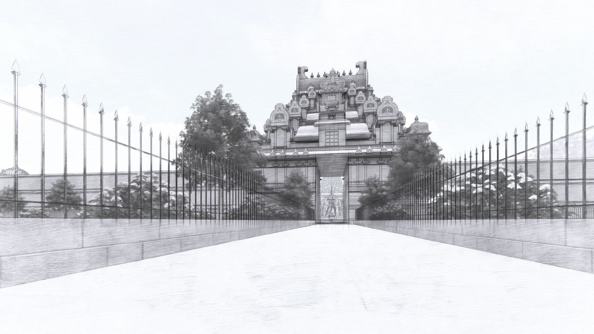 World Famous Thanjavur Big temple 3d model india Low-poly 3D model_11