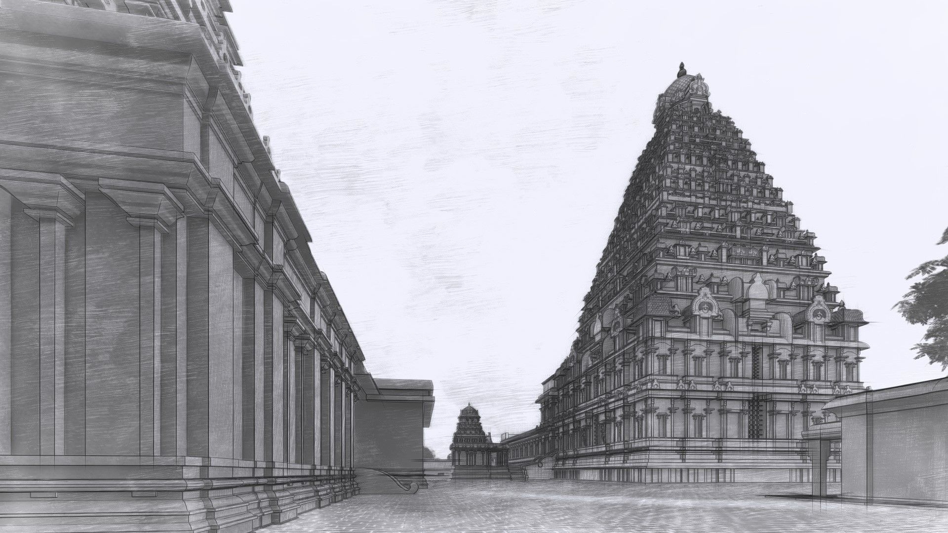World Famous Thanjavur Big temple 3d model india Low-poly 3D model_9