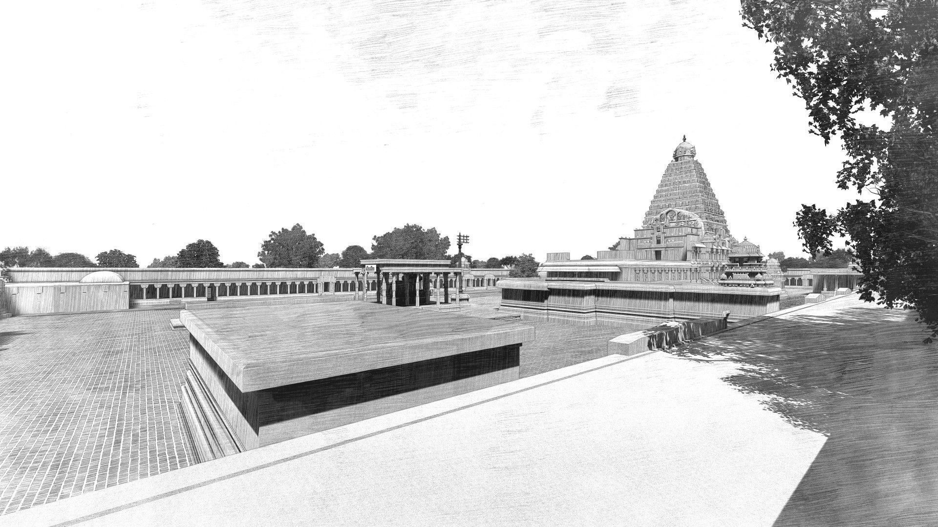 World Famous Thanjavur Big temple 3d model india Low-poly 3D model_4