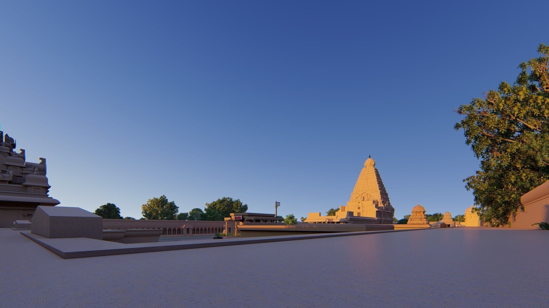 World Famous Thanjavur Big temple 3d model india Low-poly 3D model_5
