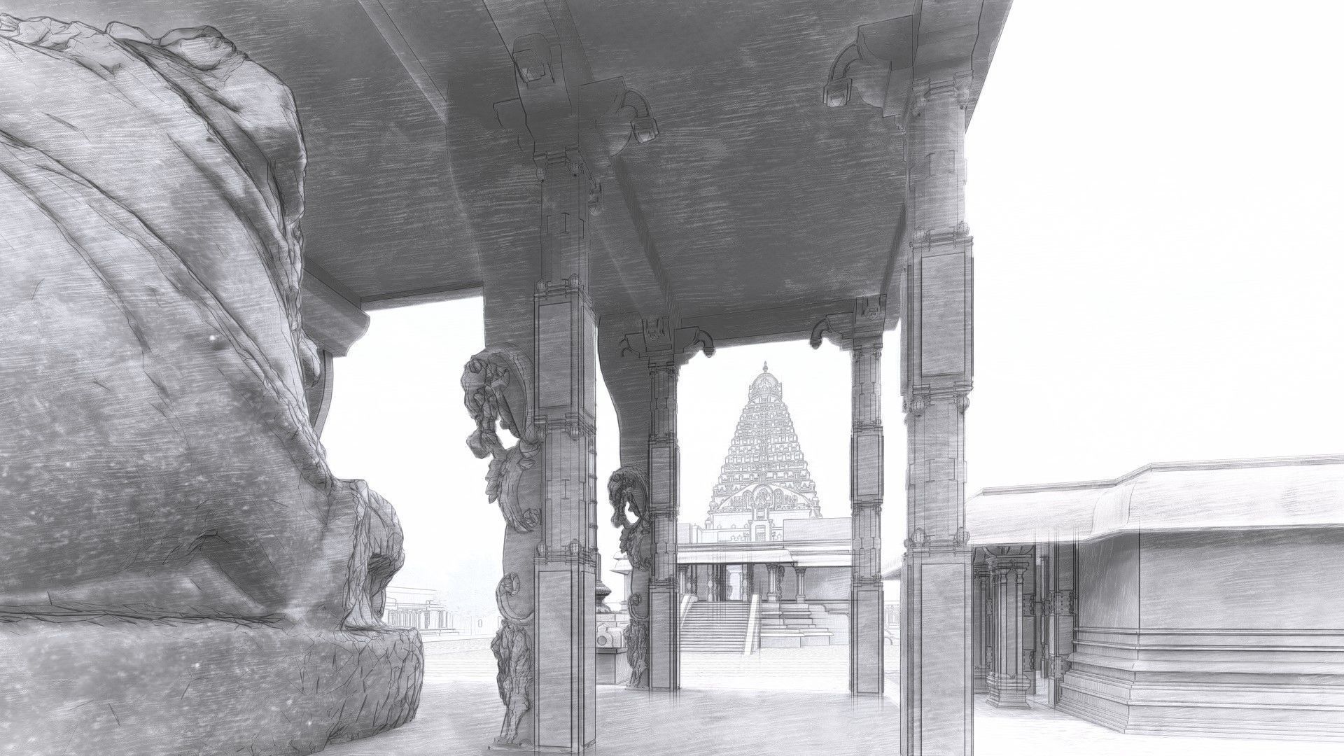 World Famous Thanjavur Big temple 3d model india Low-poly 3D model_21