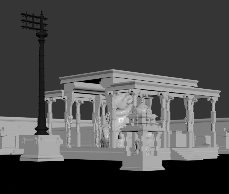 World Famous Thanjavur Big temple 3d model india Low-poly 3D model_23
