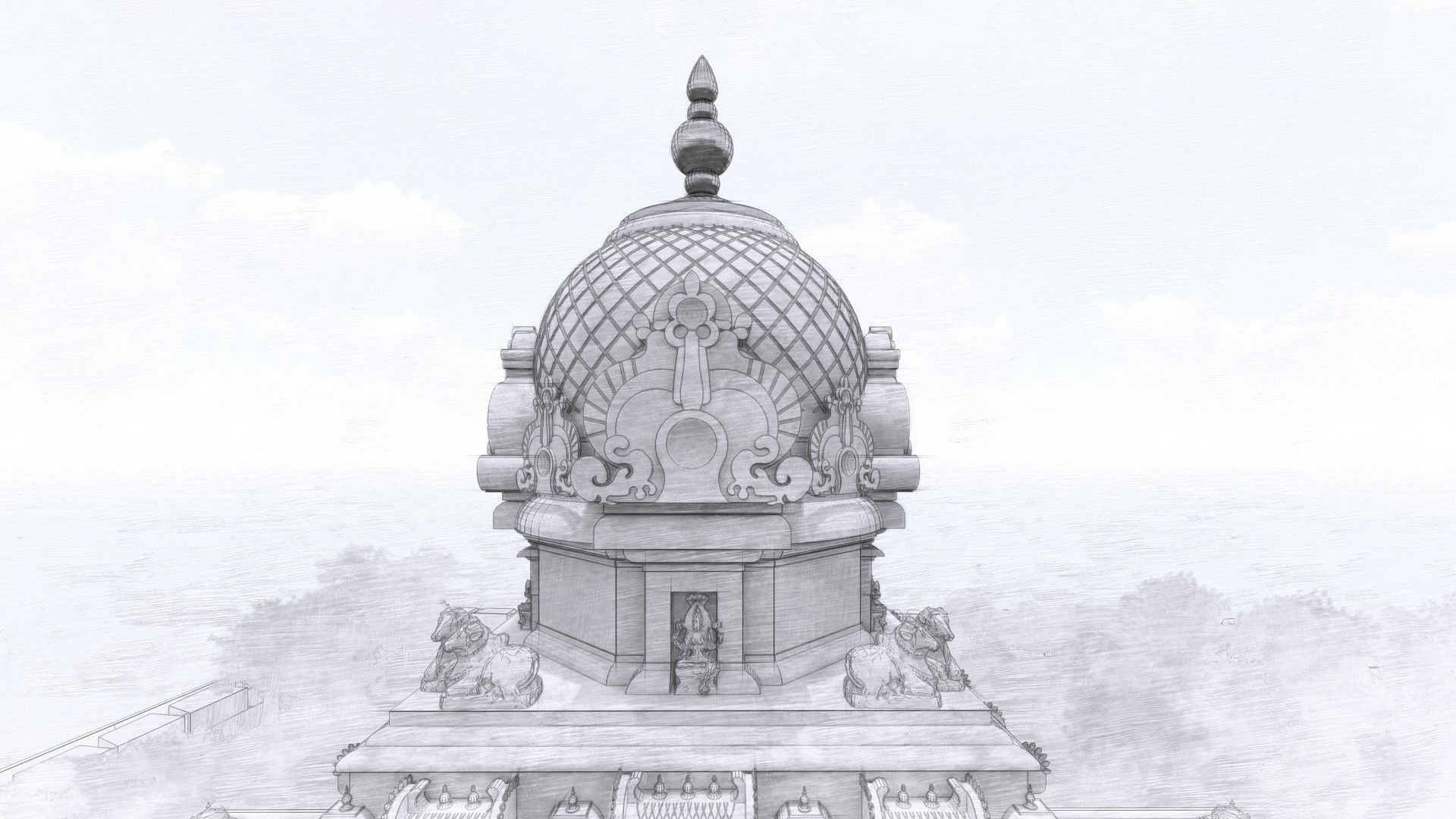 World Famous Thanjavur Big temple 3d model india Low-poly 3D model_15