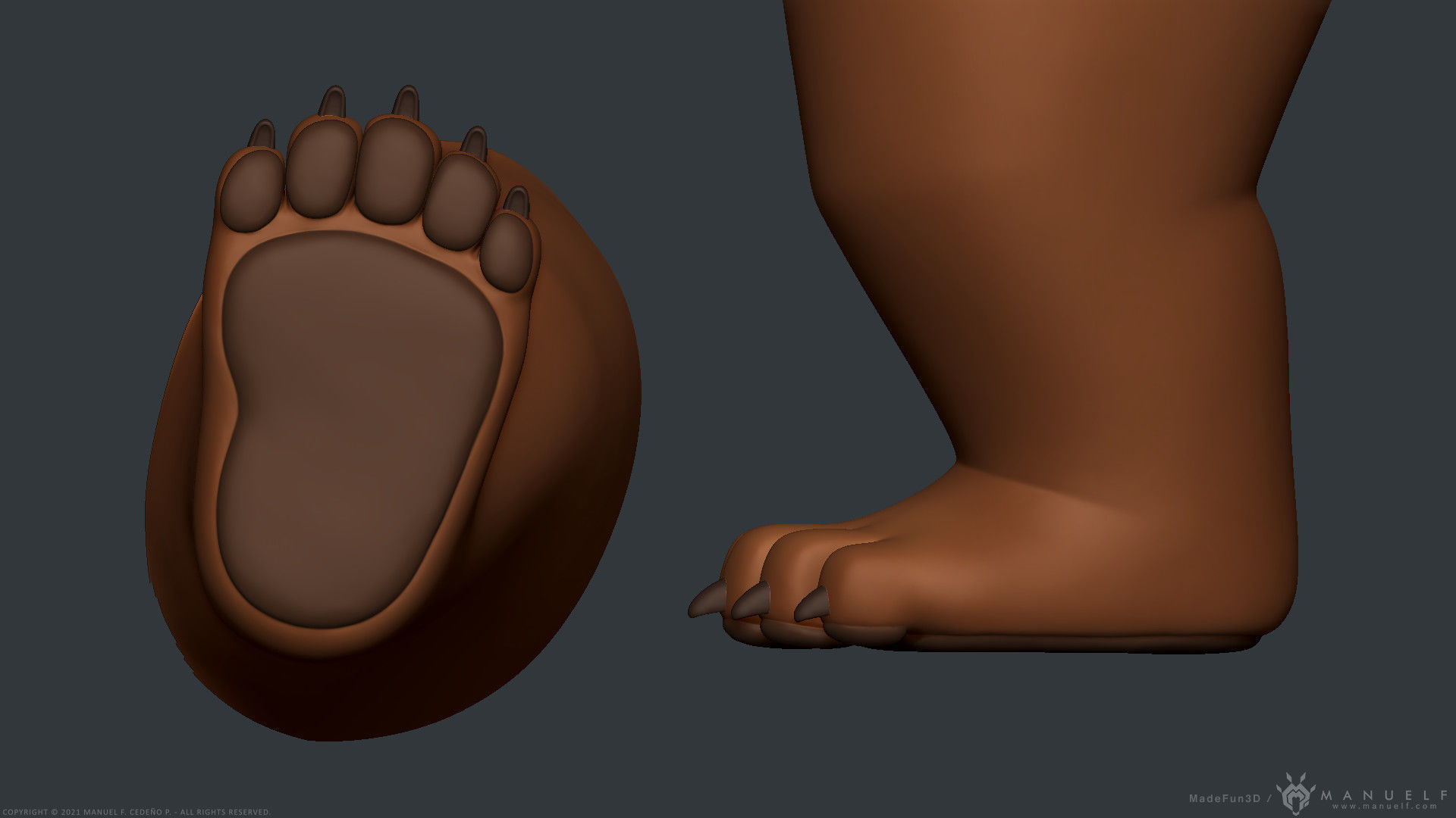 Stylized Cartoon Bear - Biped 3D model_11