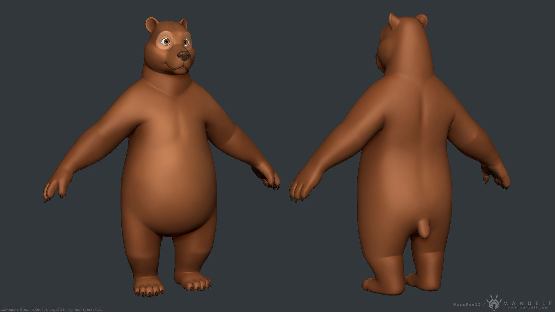 Stylized Cartoon Bear - Biped 3D model_2