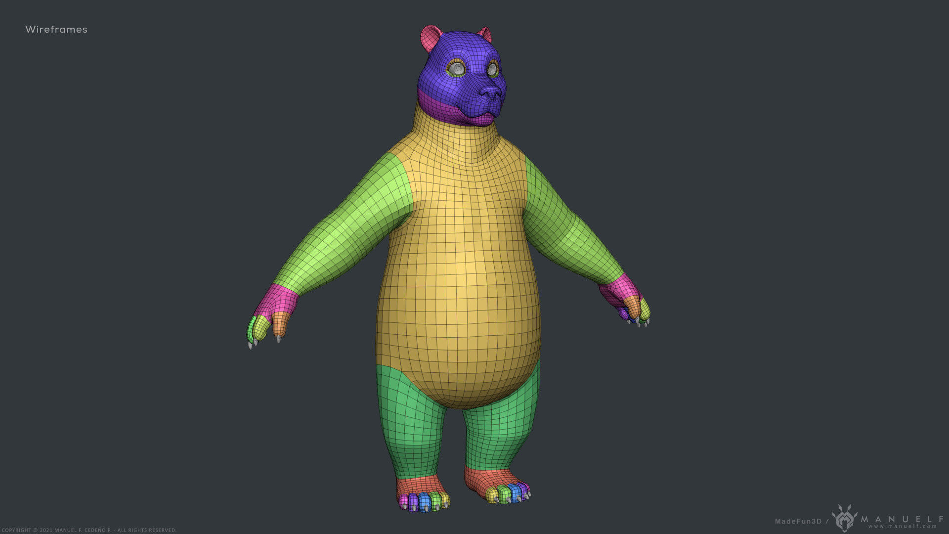 Stylized Cartoon Bear - Biped 3D model_15