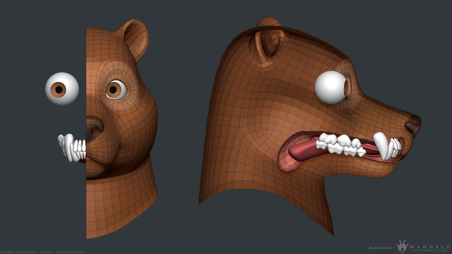 Stylized Cartoon Bear - Biped 3D model_12