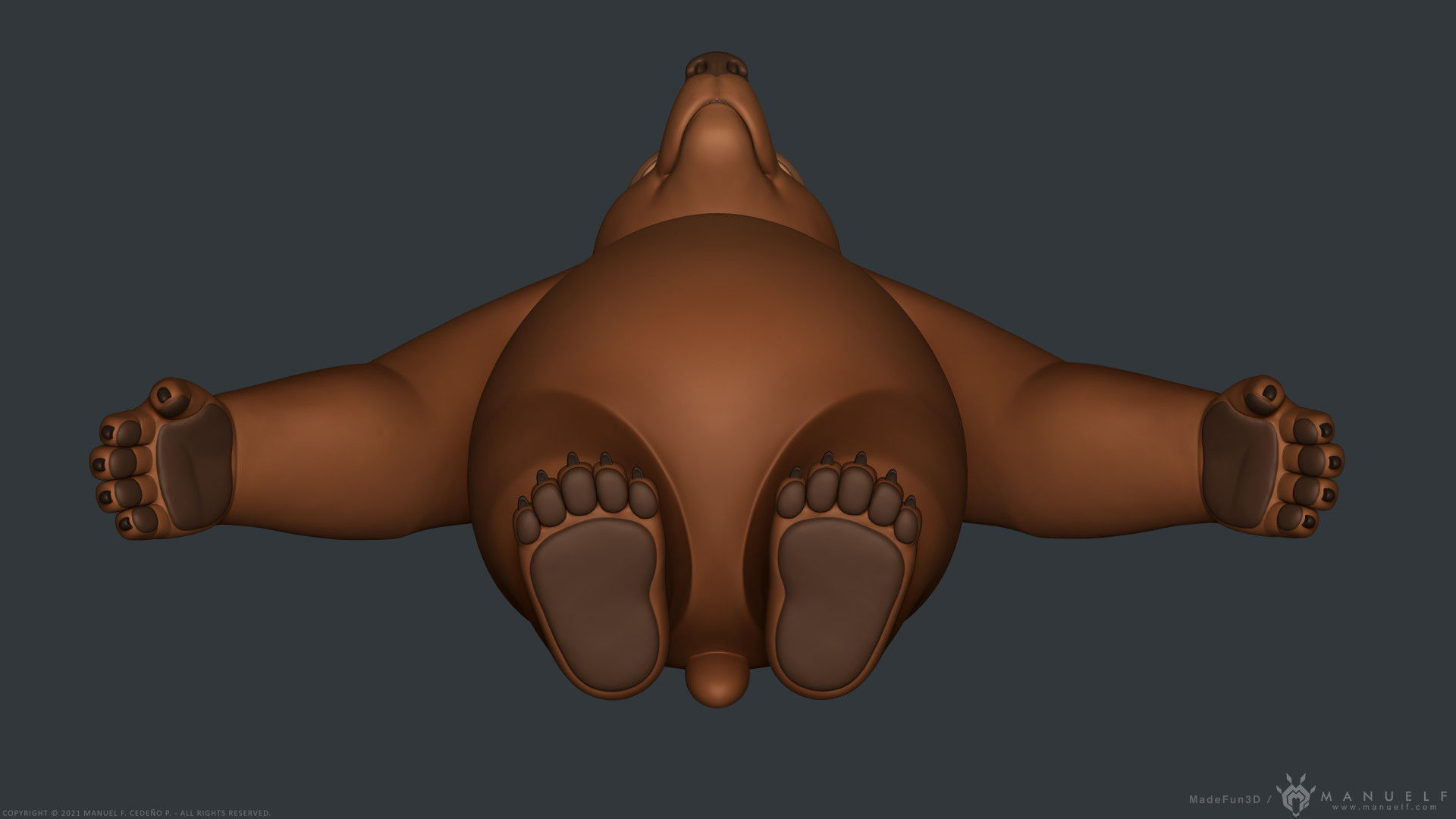 Stylized Cartoon Bear - Biped 3D model_9