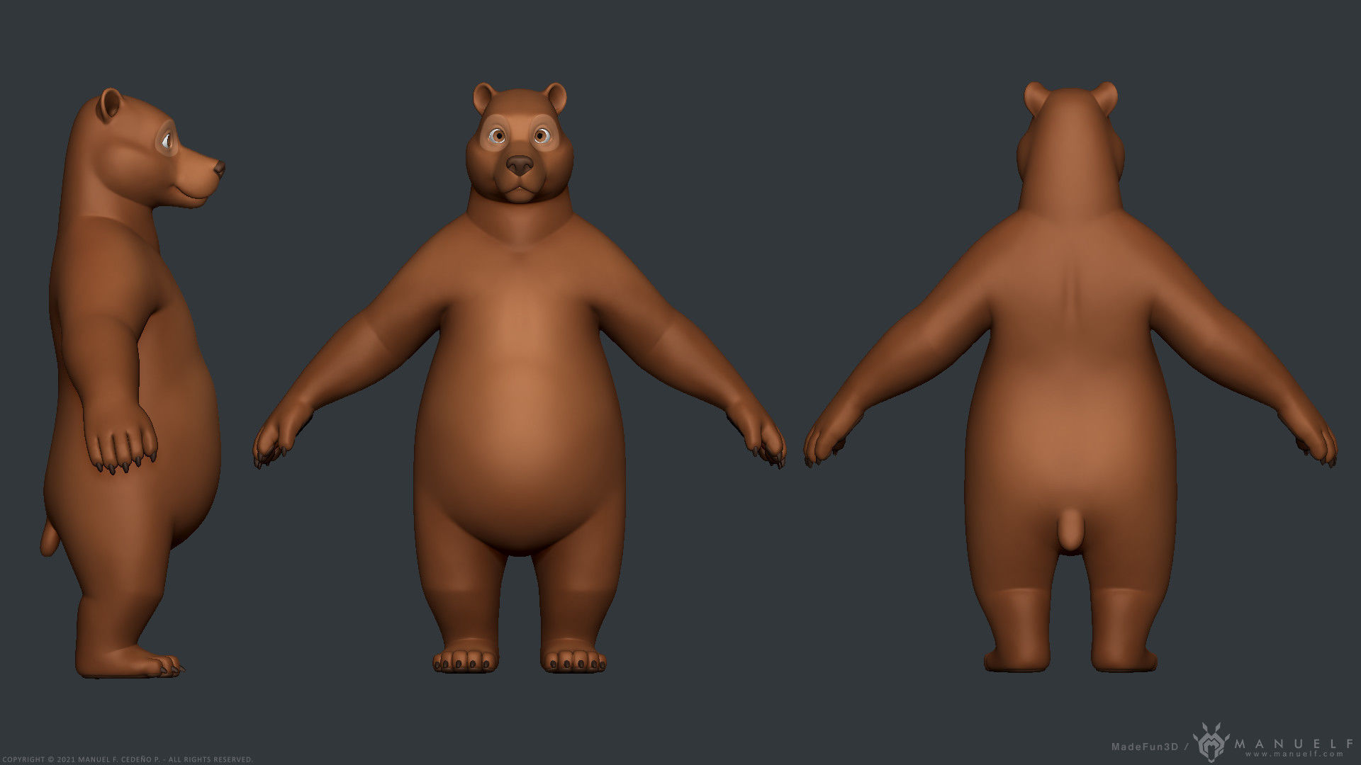 Stylized Cartoon Bear - Biped 3D model_4