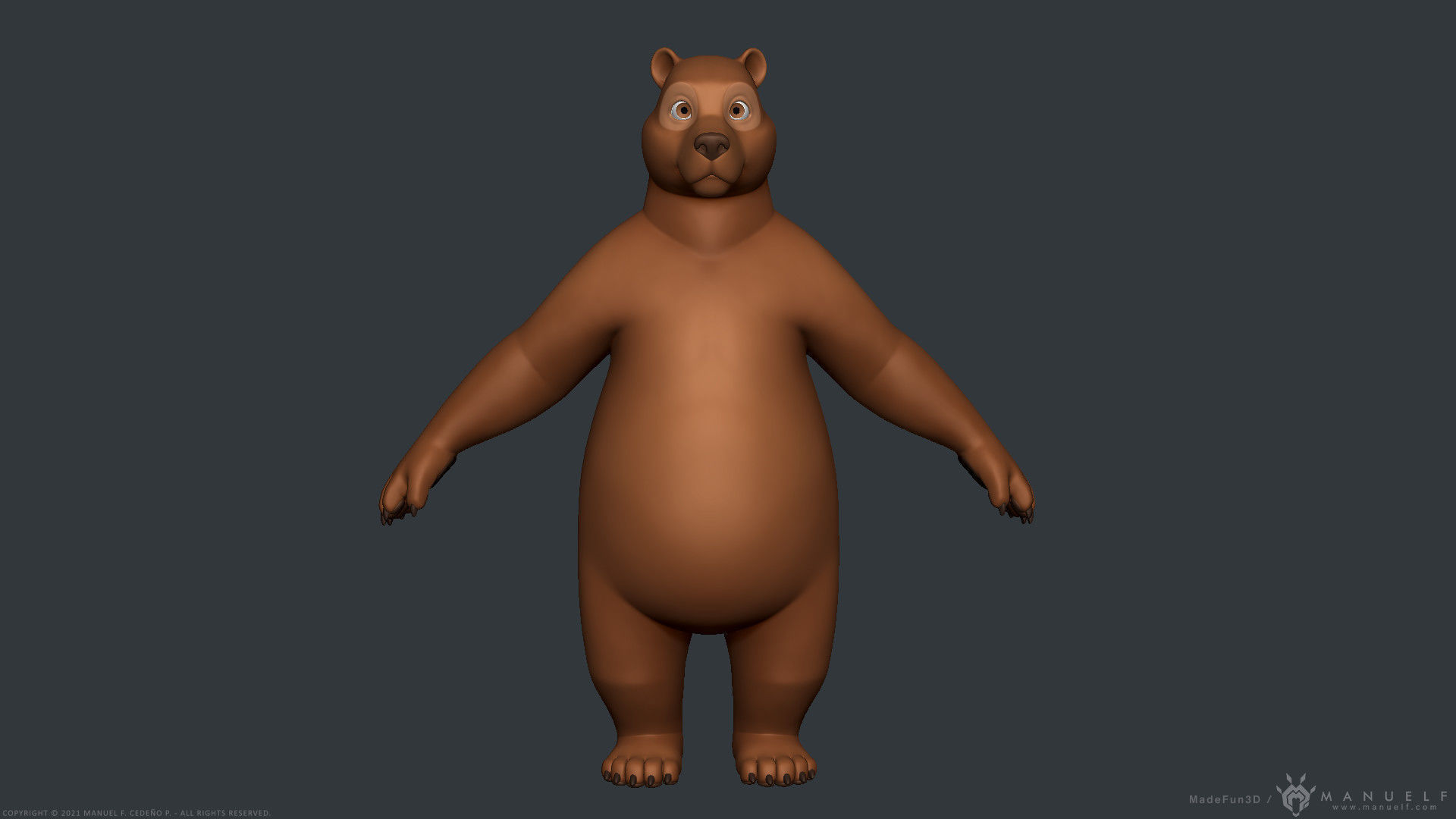 Stylized Cartoon Bear - Biped 3D model_3