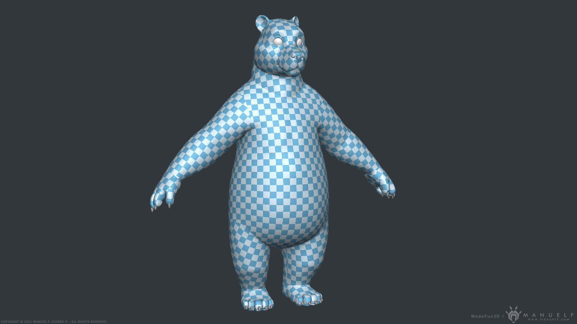 Stylized Cartoon Bear - Biped 3D model_16