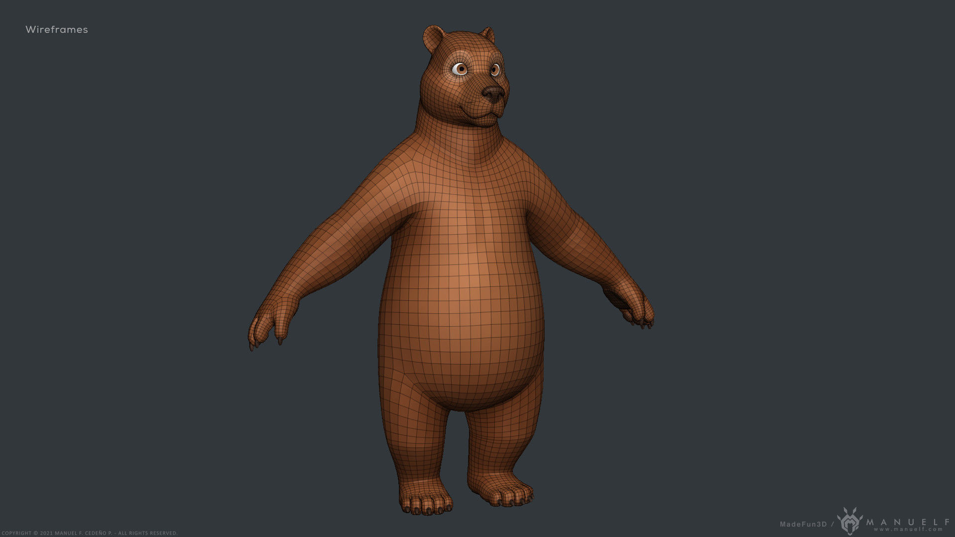 Stylized Cartoon Bear - Biped 3D model_14