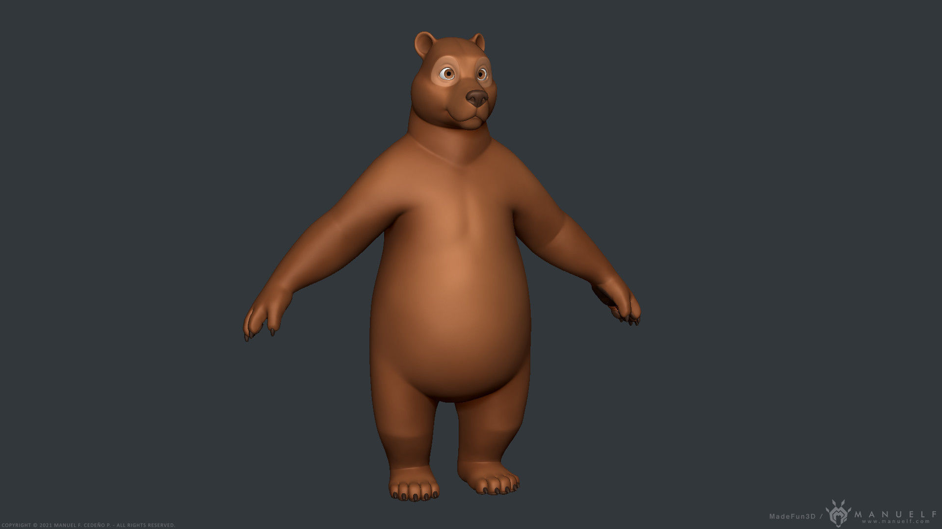 Stylized Cartoon Bear - Biped 3D model_1