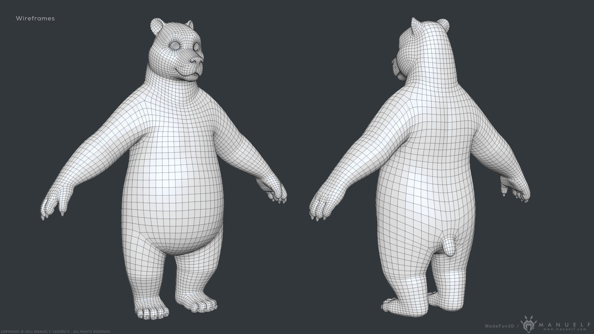 Stylized Cartoon Bear - Biped 3D model_17