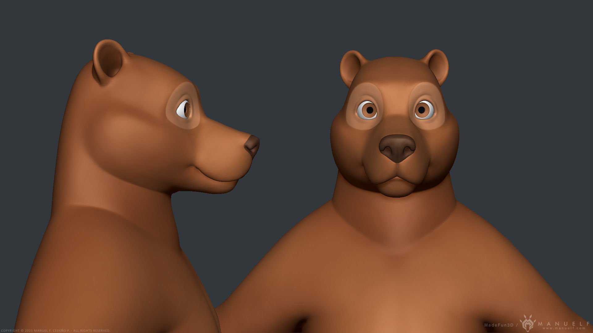 Stylized Cartoon Bear - Biped 3D model_7
