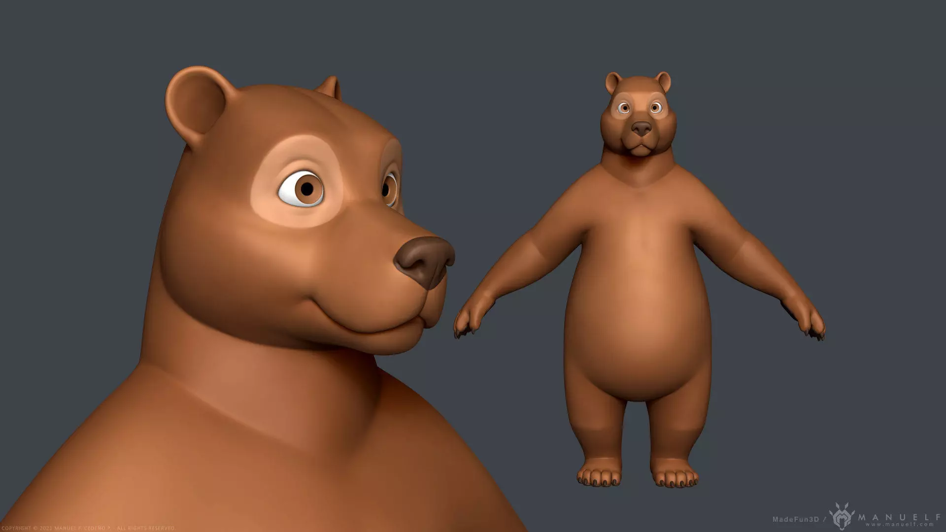 Stylized Cartoon Bear - Biped 3D model_0