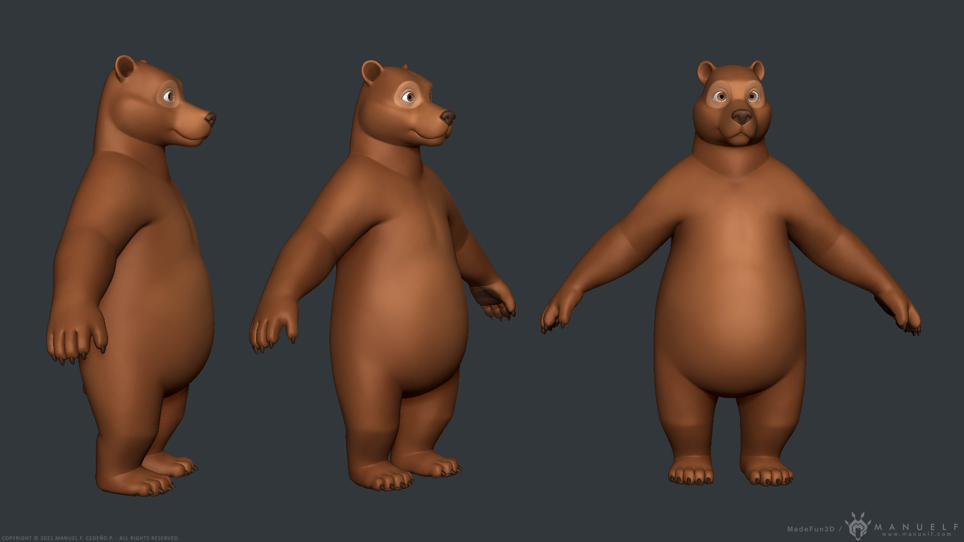 Stylized Cartoon Bear - Biped 3D model_5