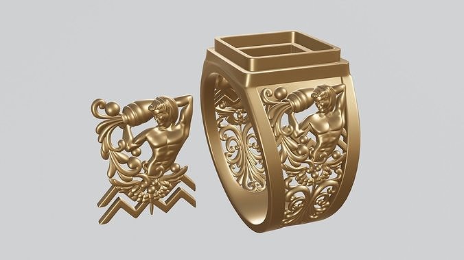 aquarius zodiac sign 3D print model