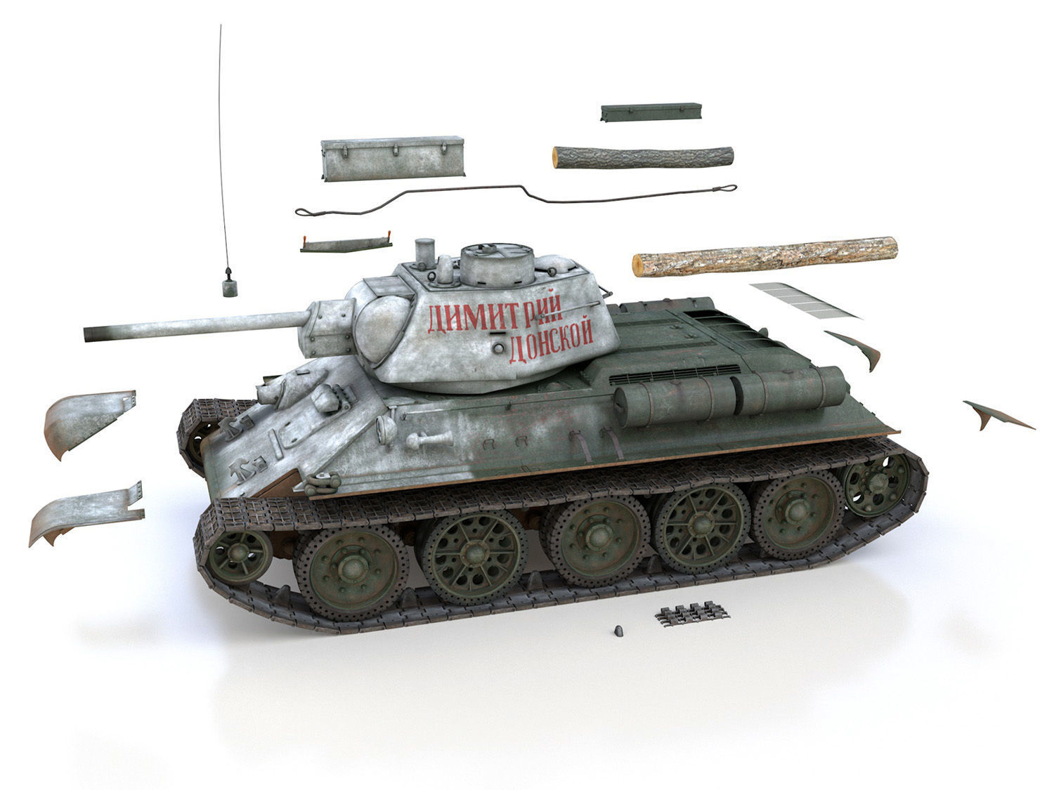 OT-34-76 - Soviet Flamethrower Tank - DD 3D model_11